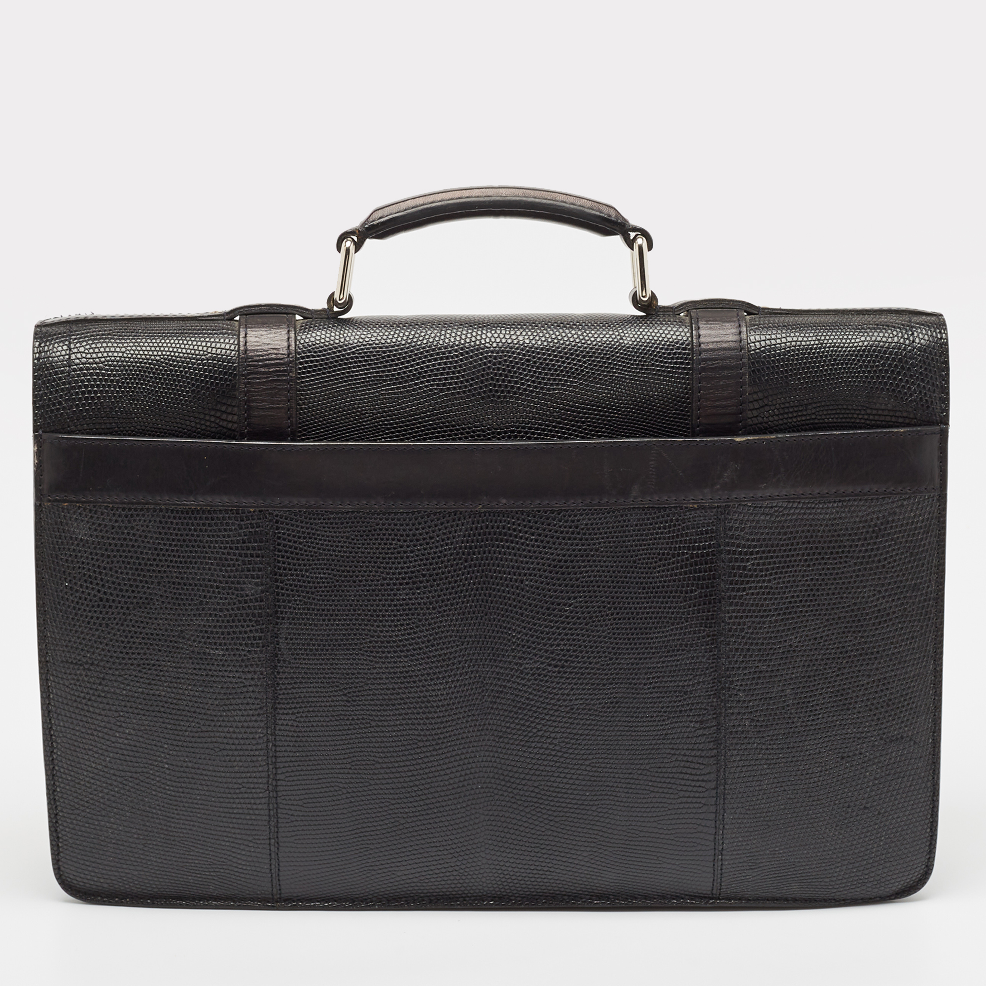 Louis Vuitton Black Lizard Larry Briefcase Bag