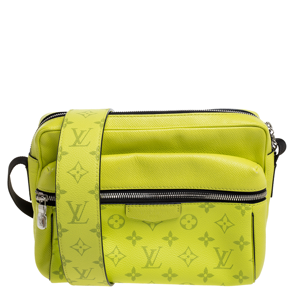 Image of Louis Vuitton Jaune Monogram Eclipse Canvas and Tiaga Leather Outdoor Messenger Bag