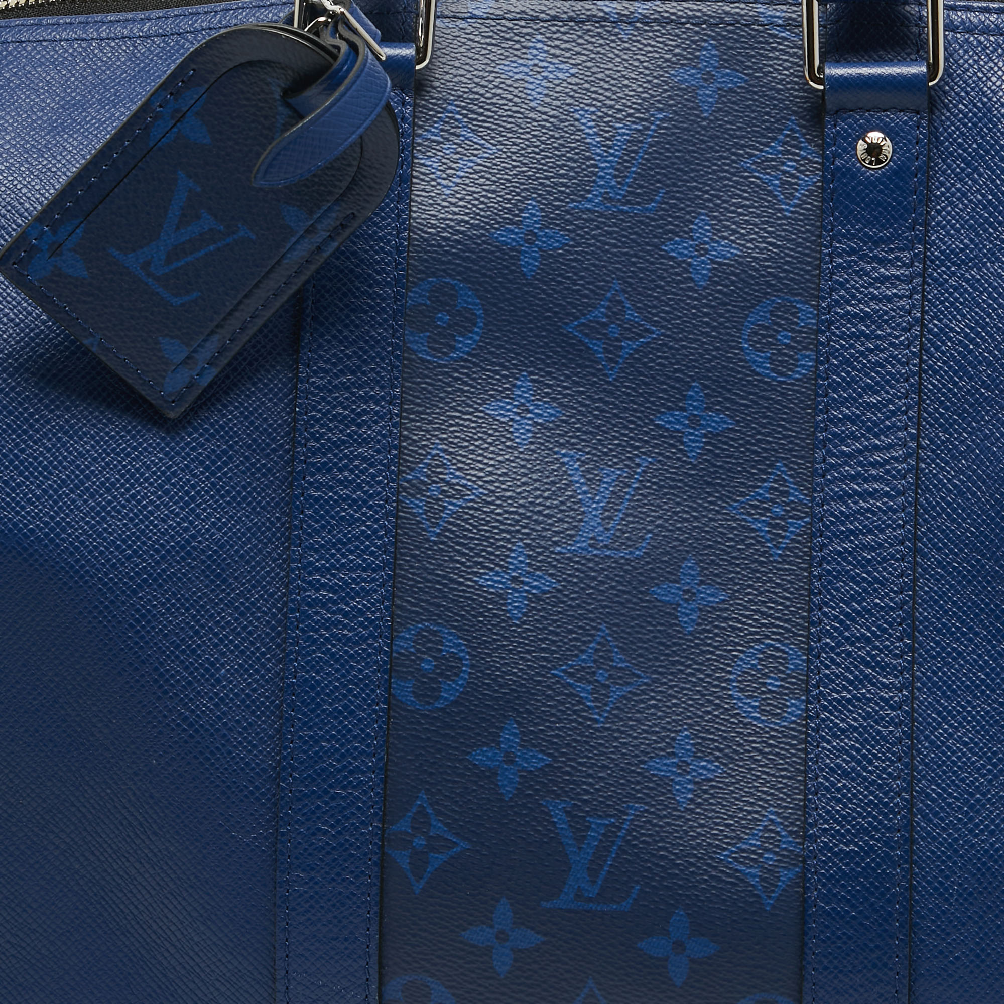 Louis Vuitton Pacific Blue Taiga Leather And Monogram Eclipse Canvas Keepall Bandouliere 50