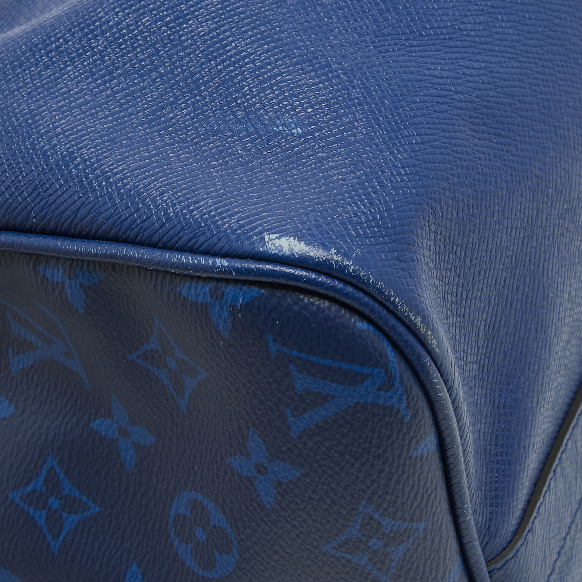 Louis Vuitton Pacific Blue Taiga Leather And Monogram Eclipse Canvas Keepall Bandouliere 50