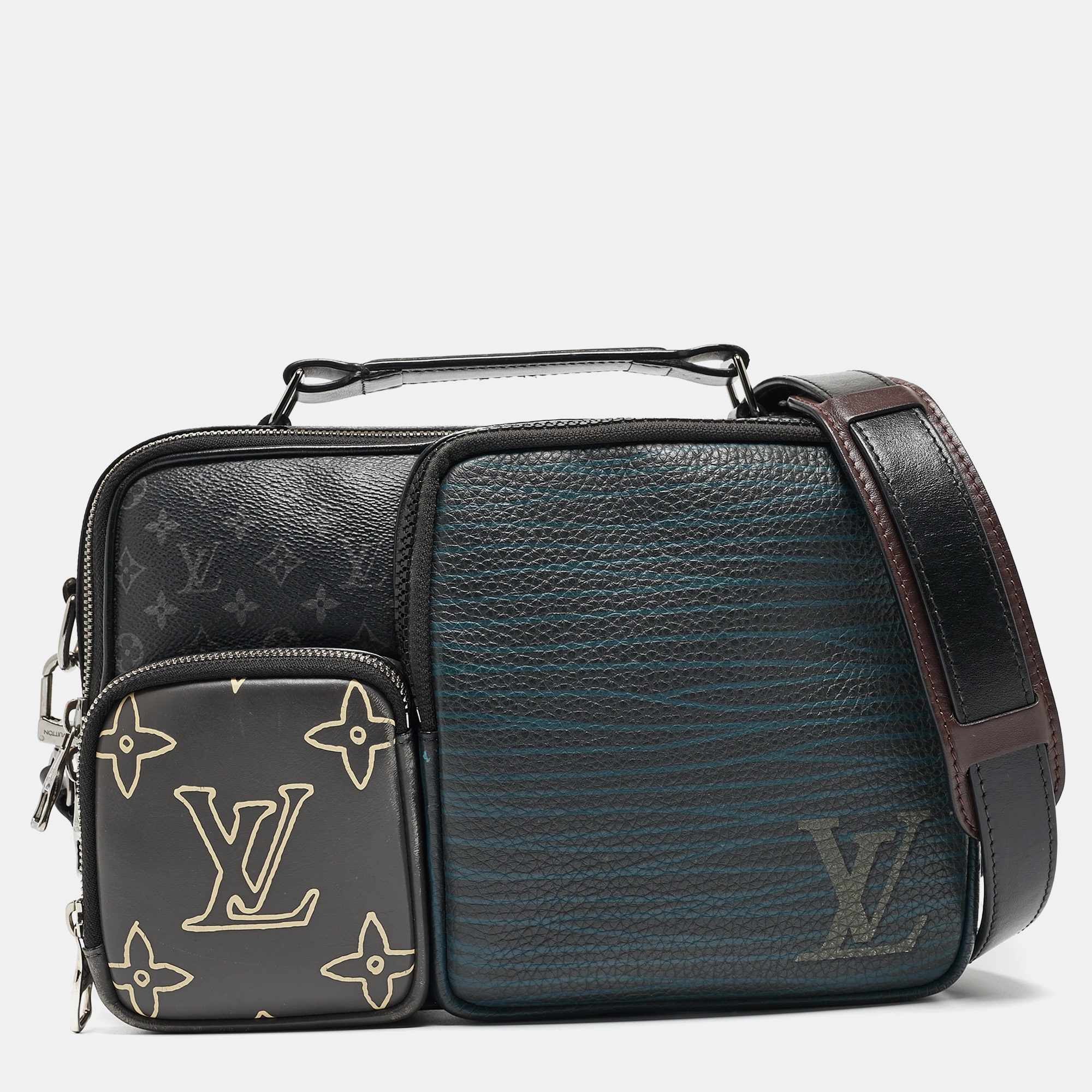 Louis vuitton monogram eclipse canvas multipocket patchwork messenger bag