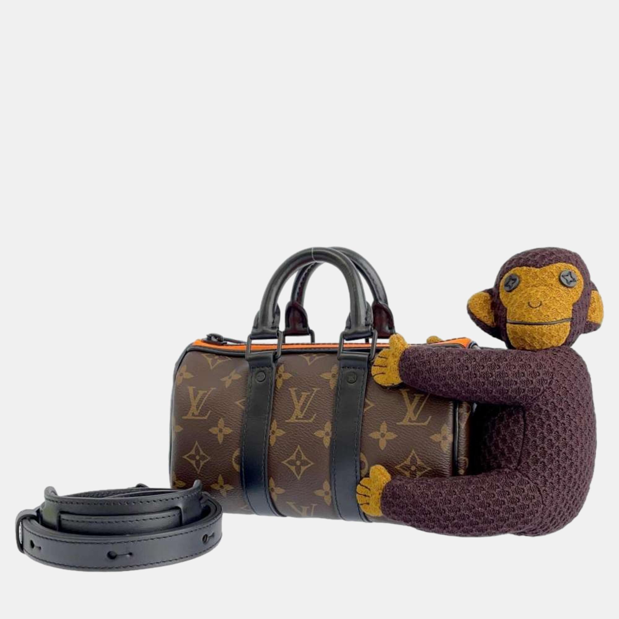 Louis Vuitton Brown Monogram Canvas Keepall XS Monkey Puppet LV Friends Duffel Bag