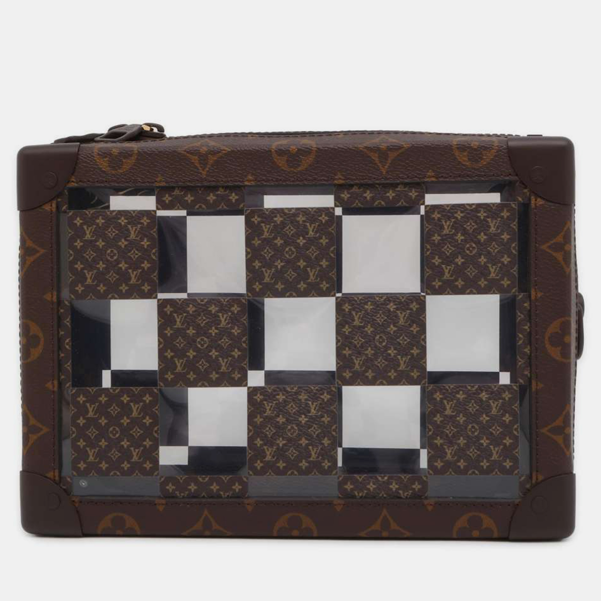 Louis vuitton brown monogram chess canvas soft trunk shoulder bag