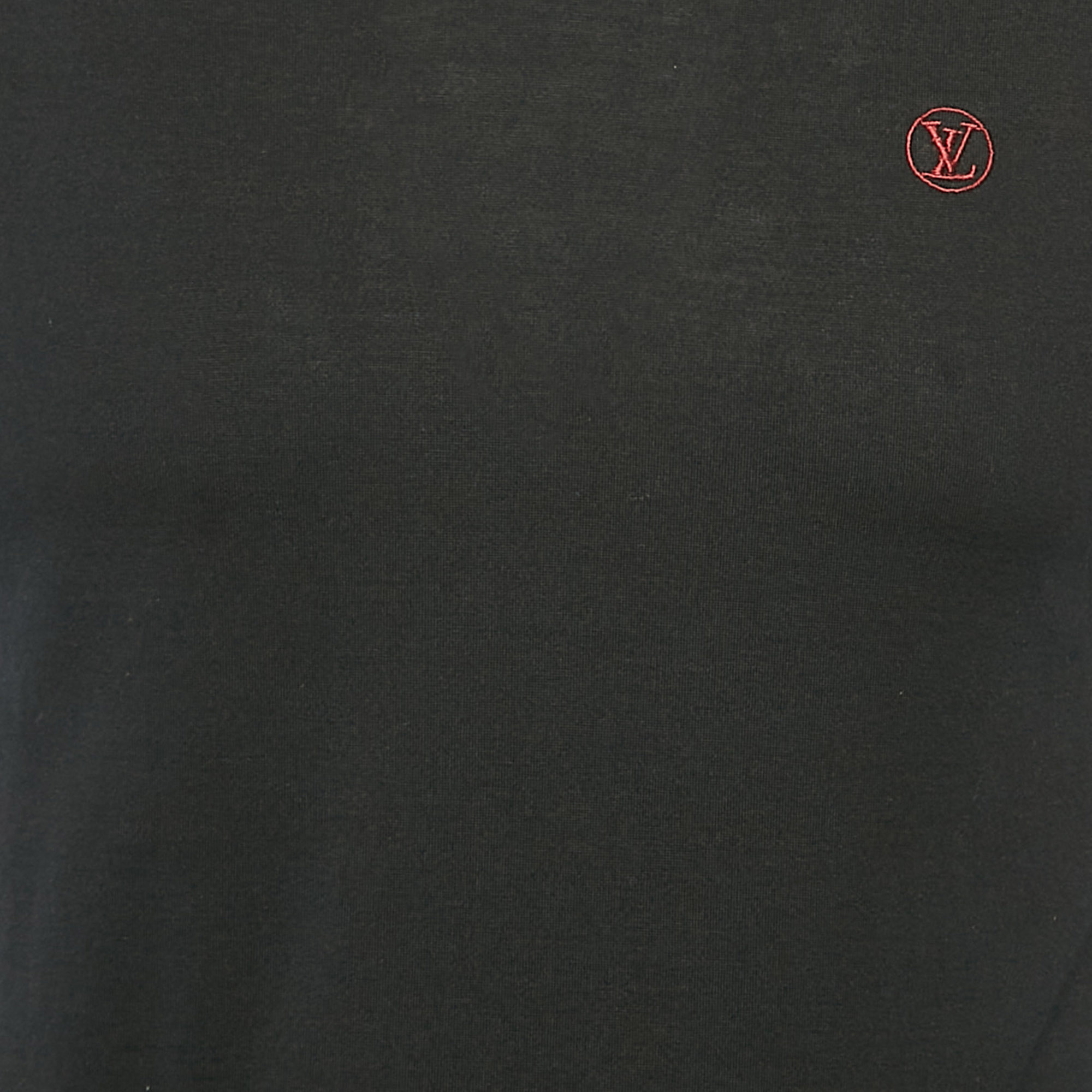 Louis Vuitton Black LV Embroidered Jersey V-Neck T-Shirt XS