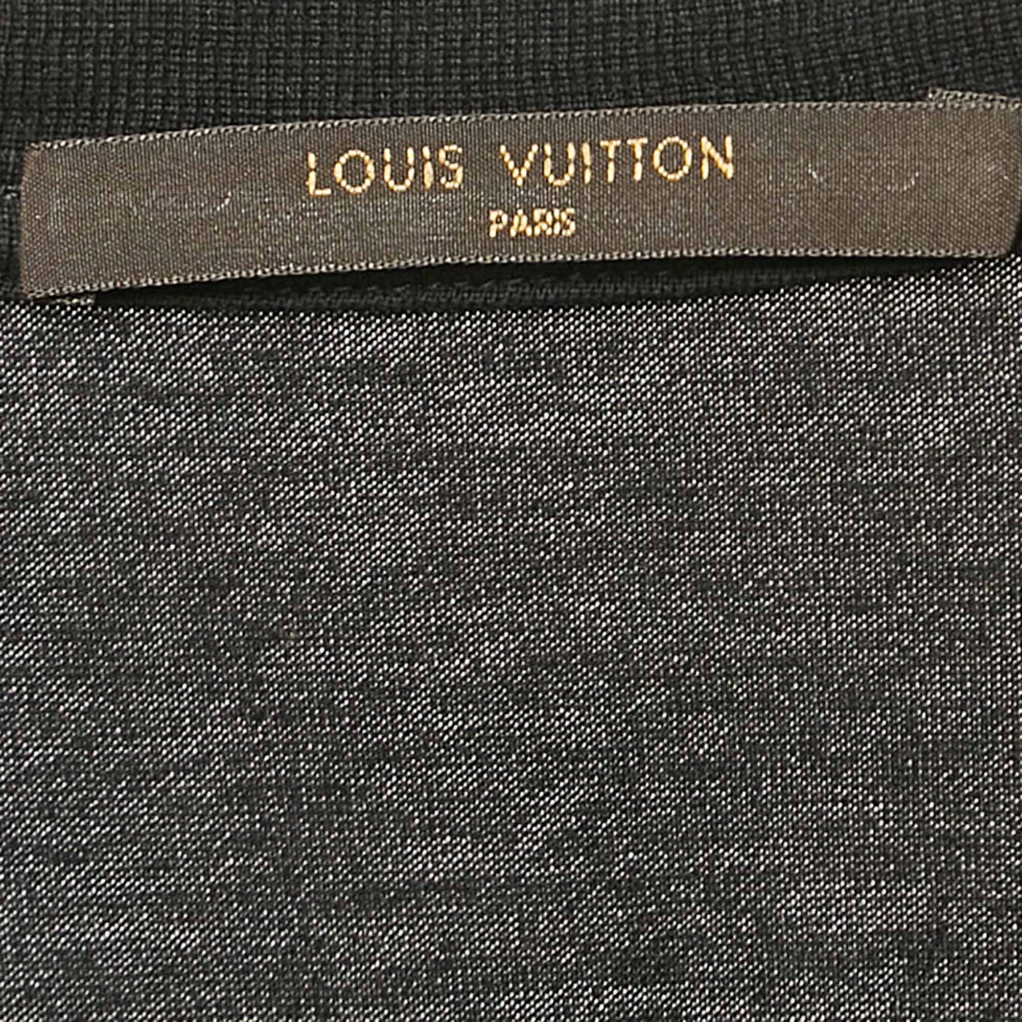 Louis Vuitton Black LV Embroidered Jersey V-Neck T-Shirt XS