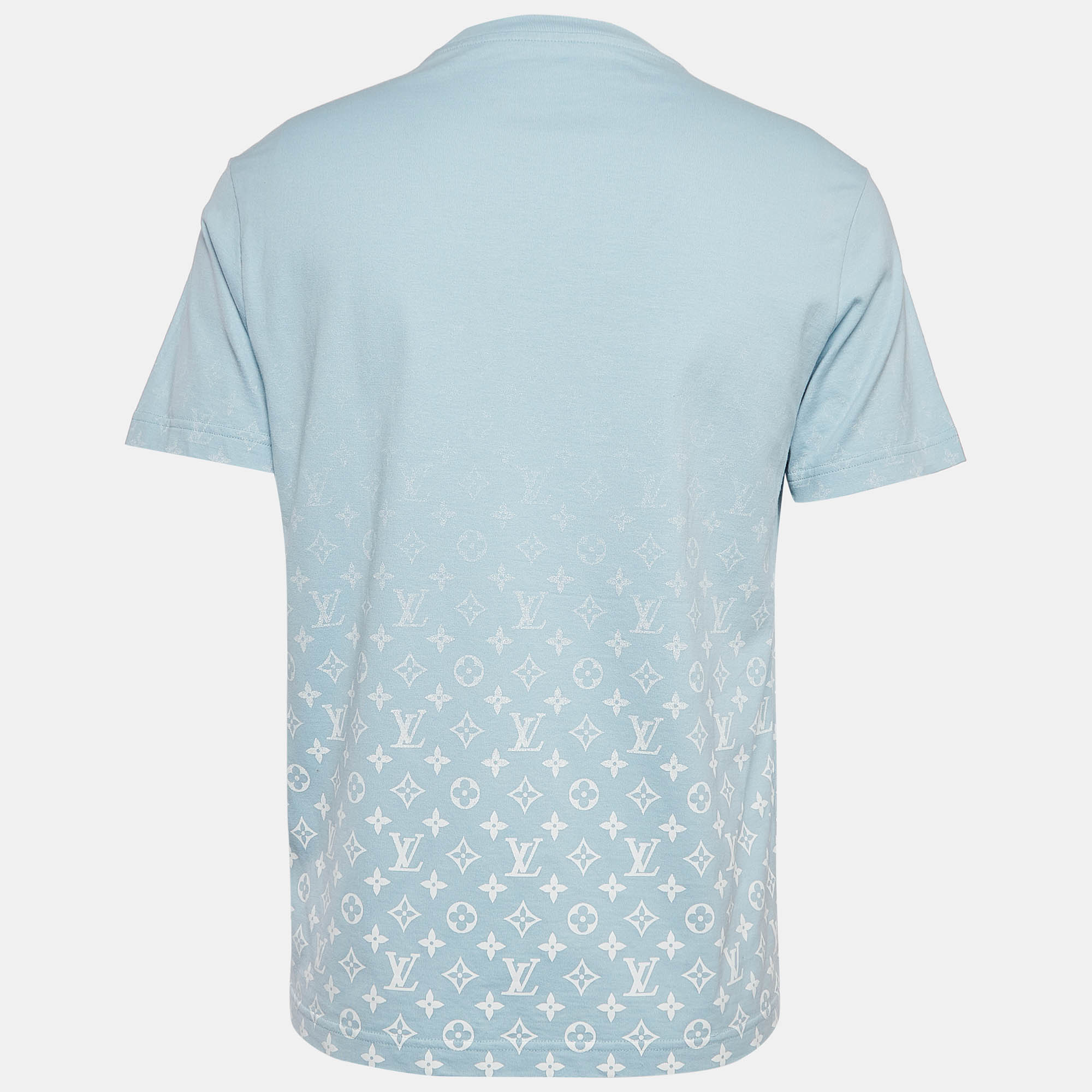 Louis Vuitton Blue Gradient Monogram Print Cotton T-Shirt M