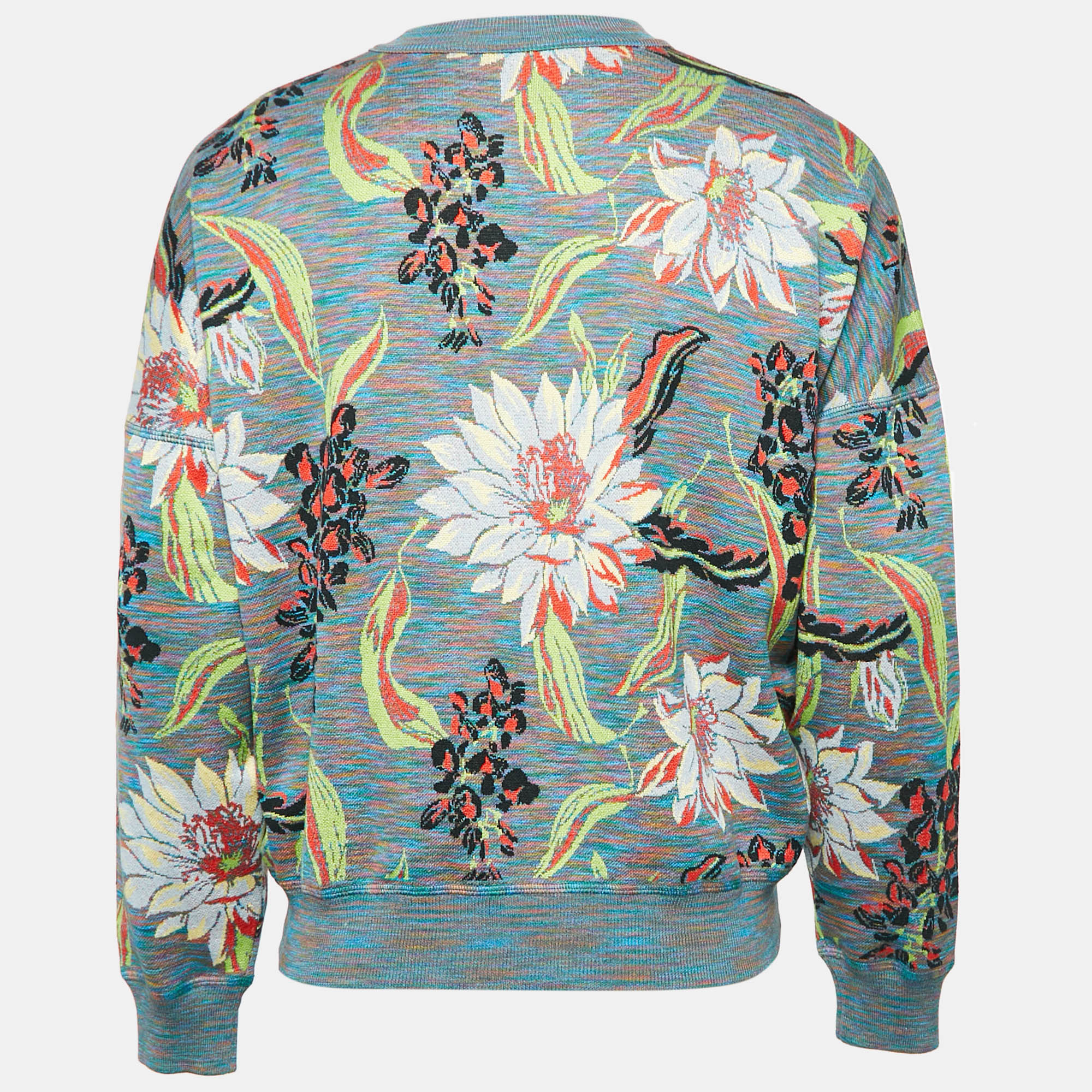 Louis Vuitton Multicolor Floral Intarsia Cotton Knit Sweatshirt S