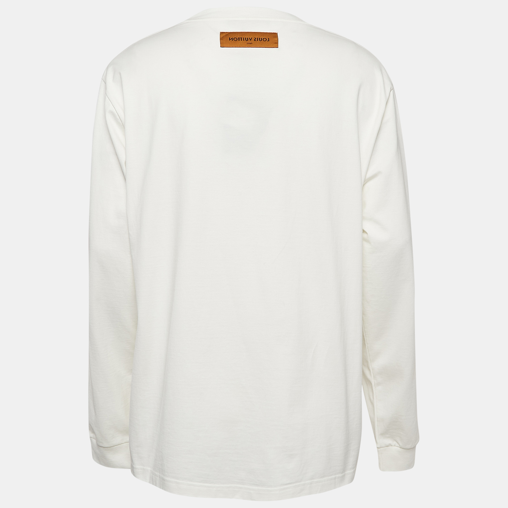 Louis Vuitton White LVM Embossed Cotton Knit Sweatshirt XL