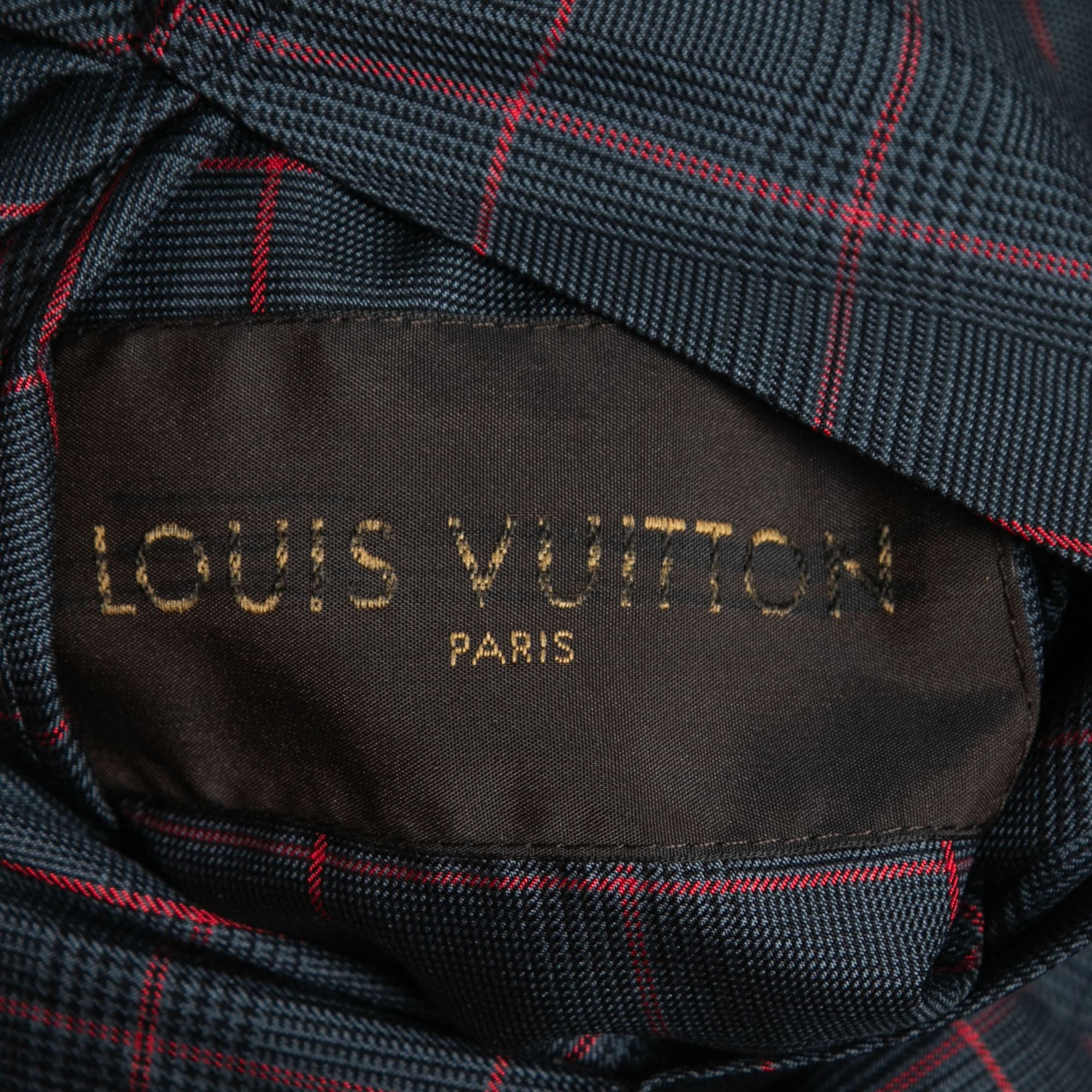 Louis Vuitton Grey Plaid Silk Zip Front Reversible Jacket