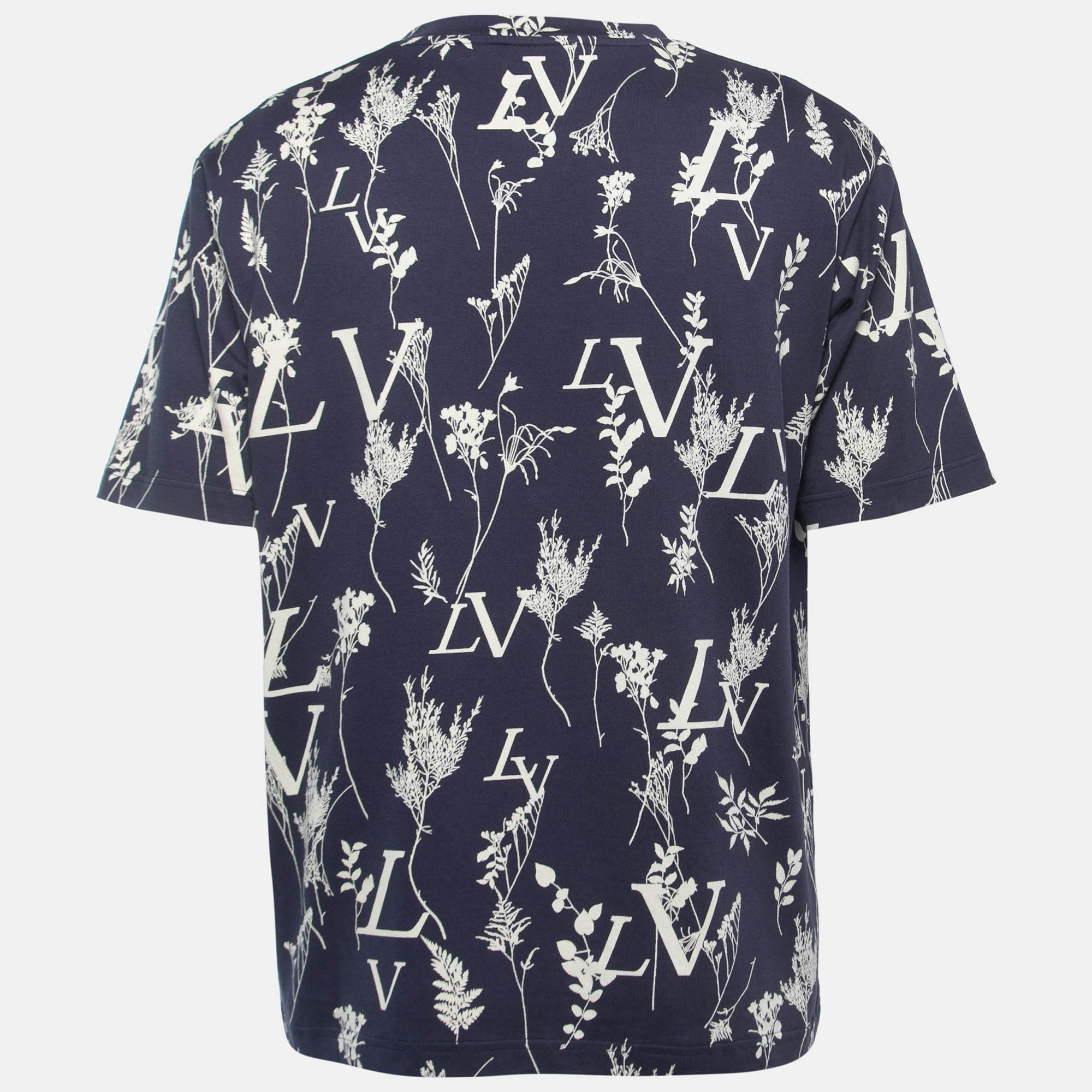 Louis Vuitton Navy Blue Logo Leaf Print Cotton Crew Neck Half Sleeve T-Shirt
Louis Vuitton Navy Blue Logo Leaf Print Cotton Crew Neck Half Sleeve T-Shirt