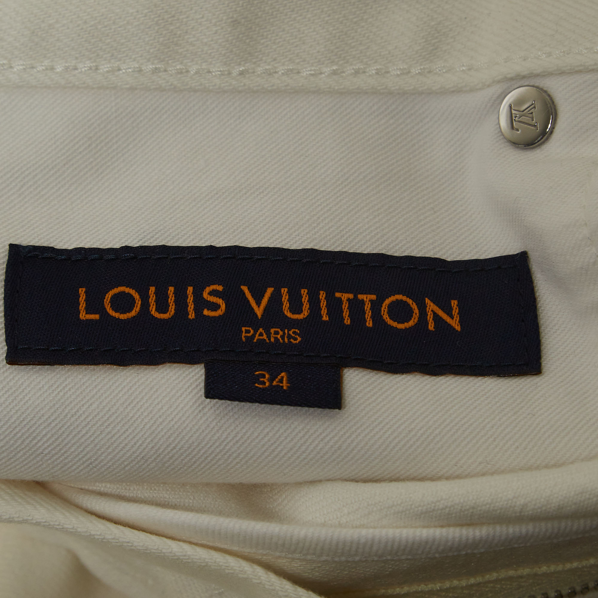 Louis Vuitton White Denim Regular Fit Jeans L/Waist 35.5