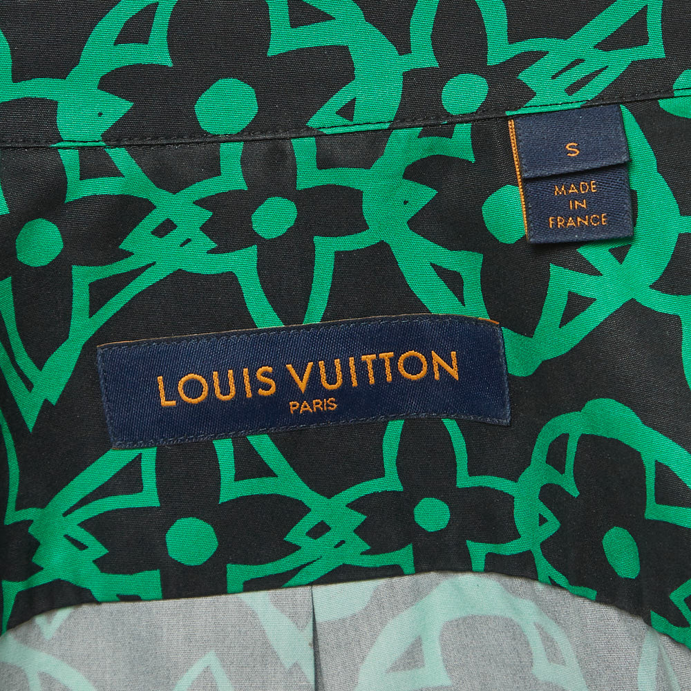 Louis Vuitton Green/Black Printed Cotton Oversized Shirt S