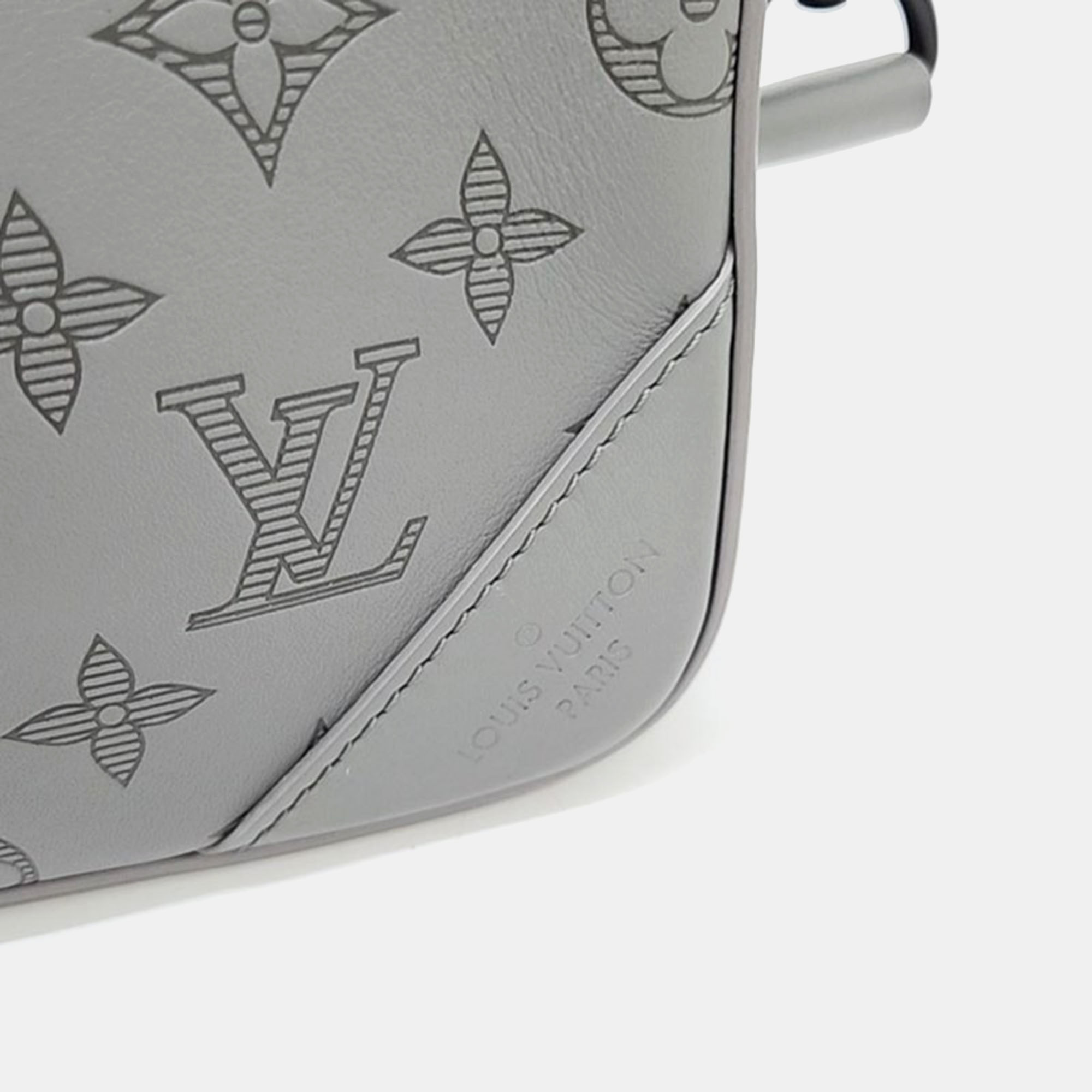 Louis Vuitton Grey Leather Shadow Duo Messenger Crossbody Bag