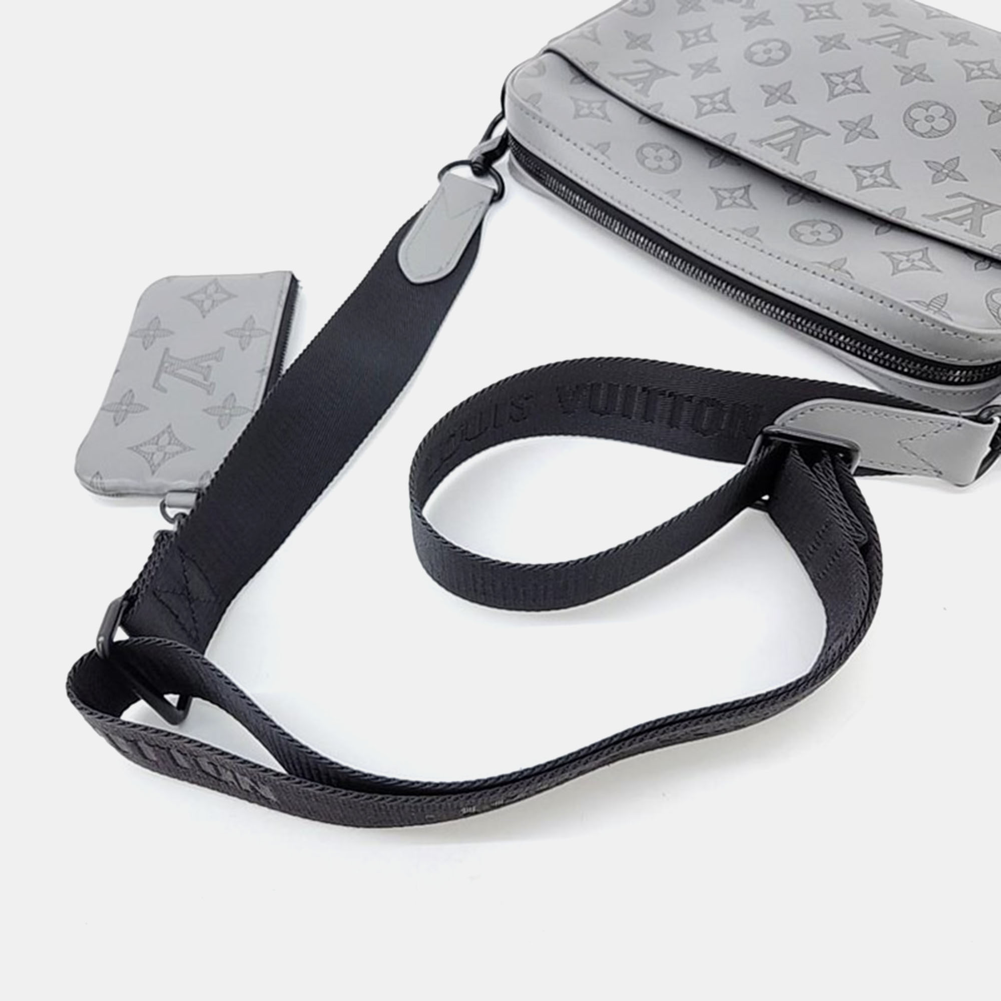 Louis Vuitton Grey Leather Shadow Duo Messenger Crossbody Bag