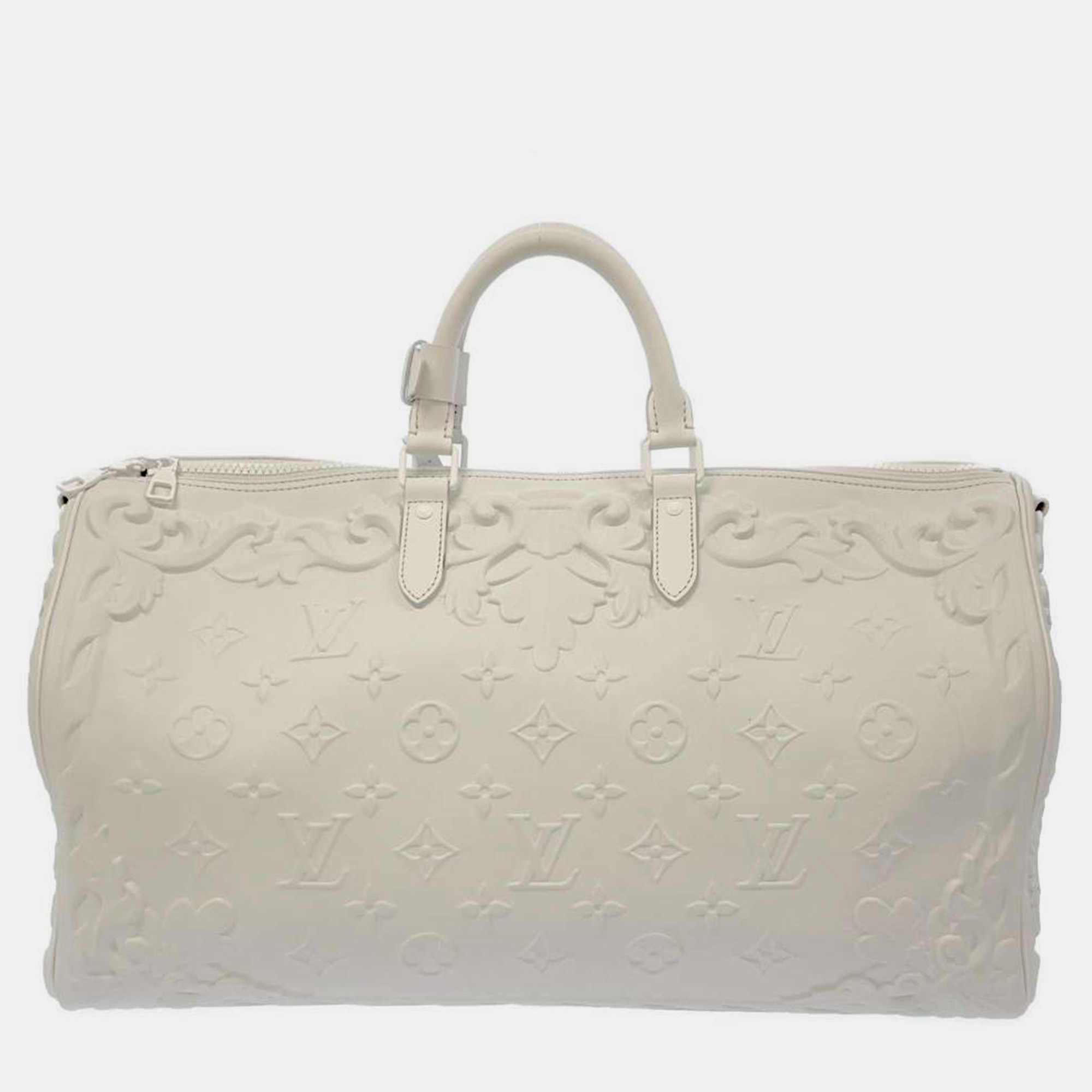 Louis Vuitton White Monogram Empreinte Keepall Bandouliere 50 Duffel Bag