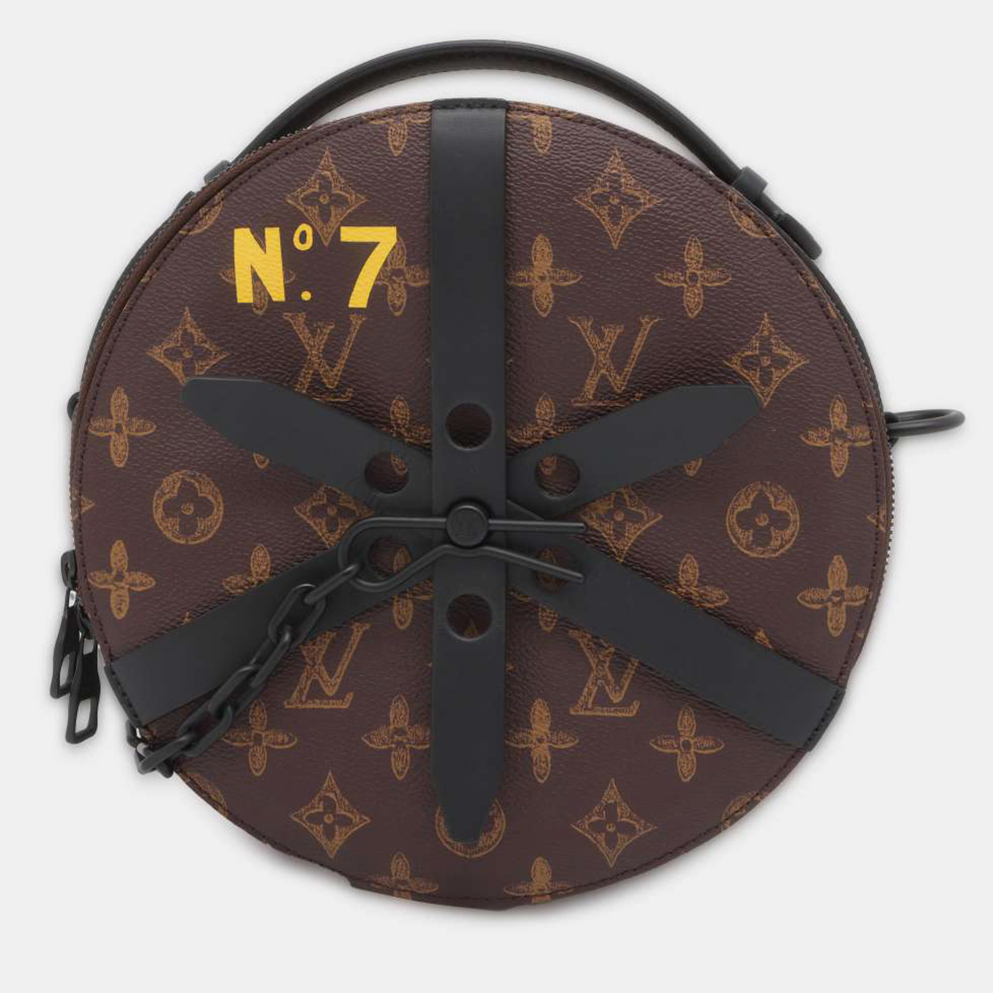 Louis vuitton brown monogram canvas 2022 n&deg;7 wheel box shoulder bag