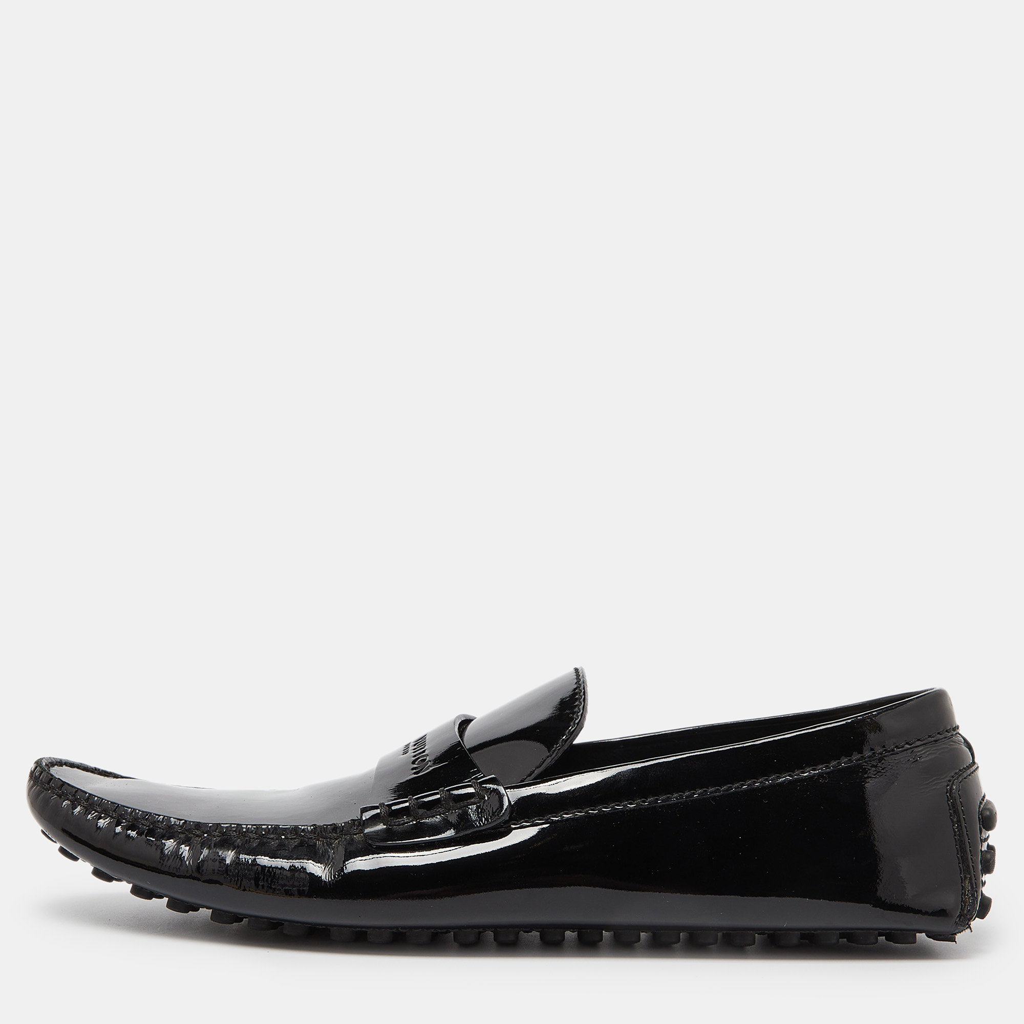 Louis vuitton black patent leather penny loafers size 44