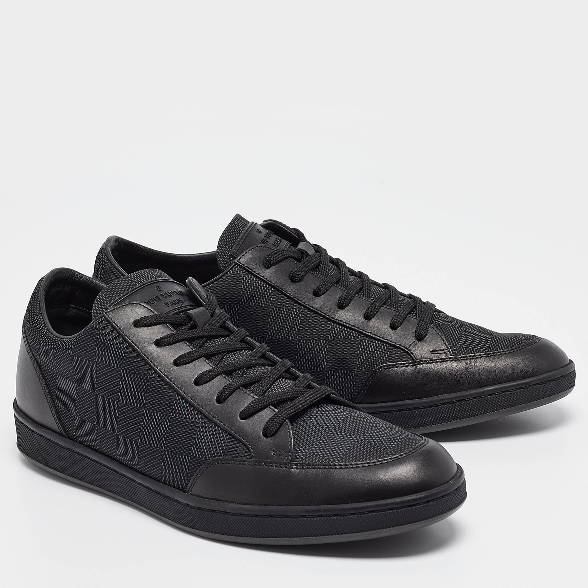 Louis Vuitton Graphite/Black Damier Nylon And Leather Offshore Low-Top Sneakers Size 41