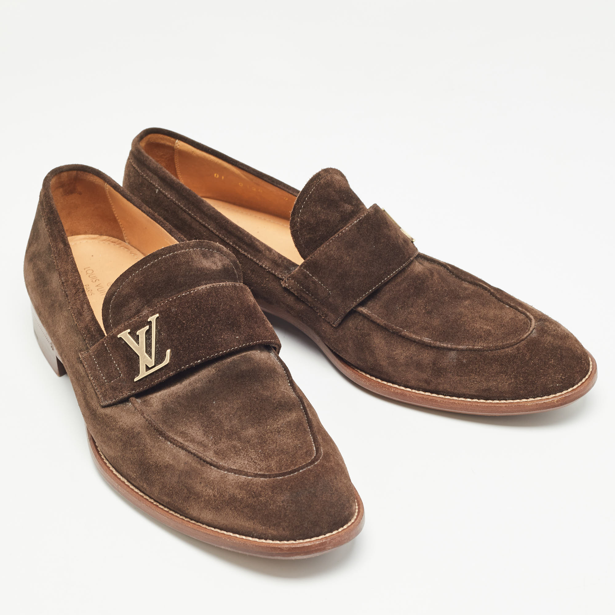 Louis Vuitton Brown Suede Saint Germain Slip On Loafers Size 43