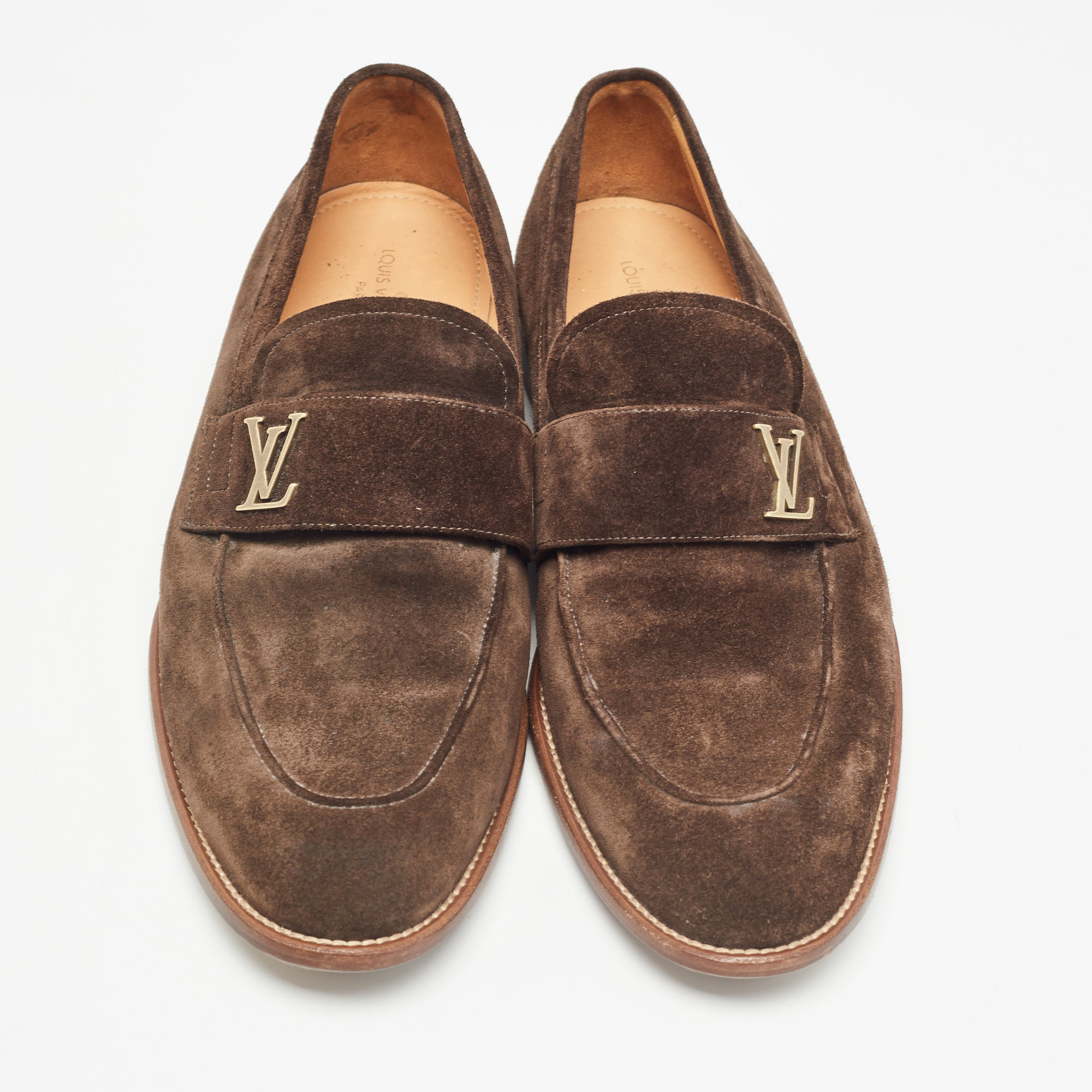 Louis Vuitton Brown Suede Saint Germain Slip On Loafers Size 43