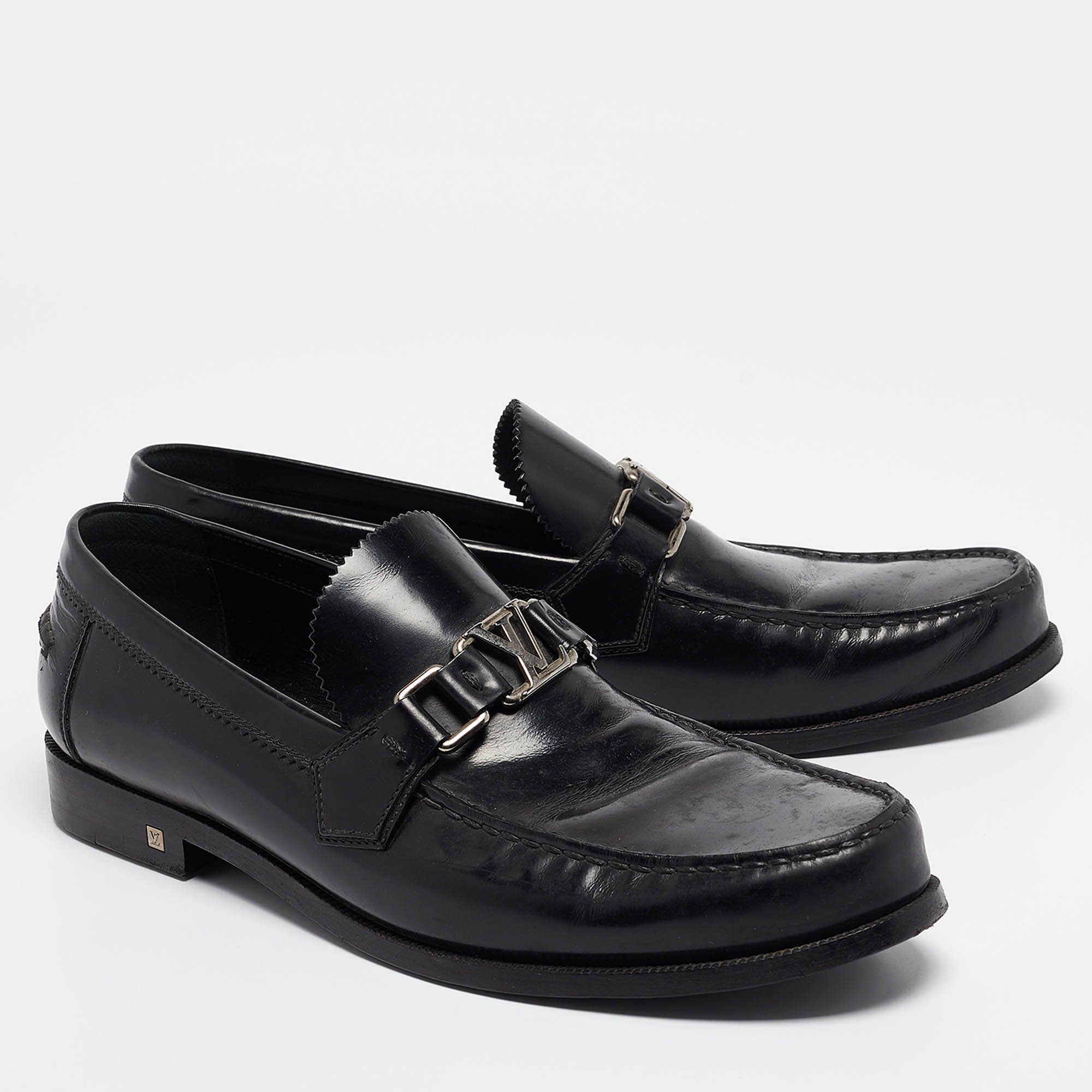 Louis Vuitton Black Leather Hockeneim Loafers Size 42