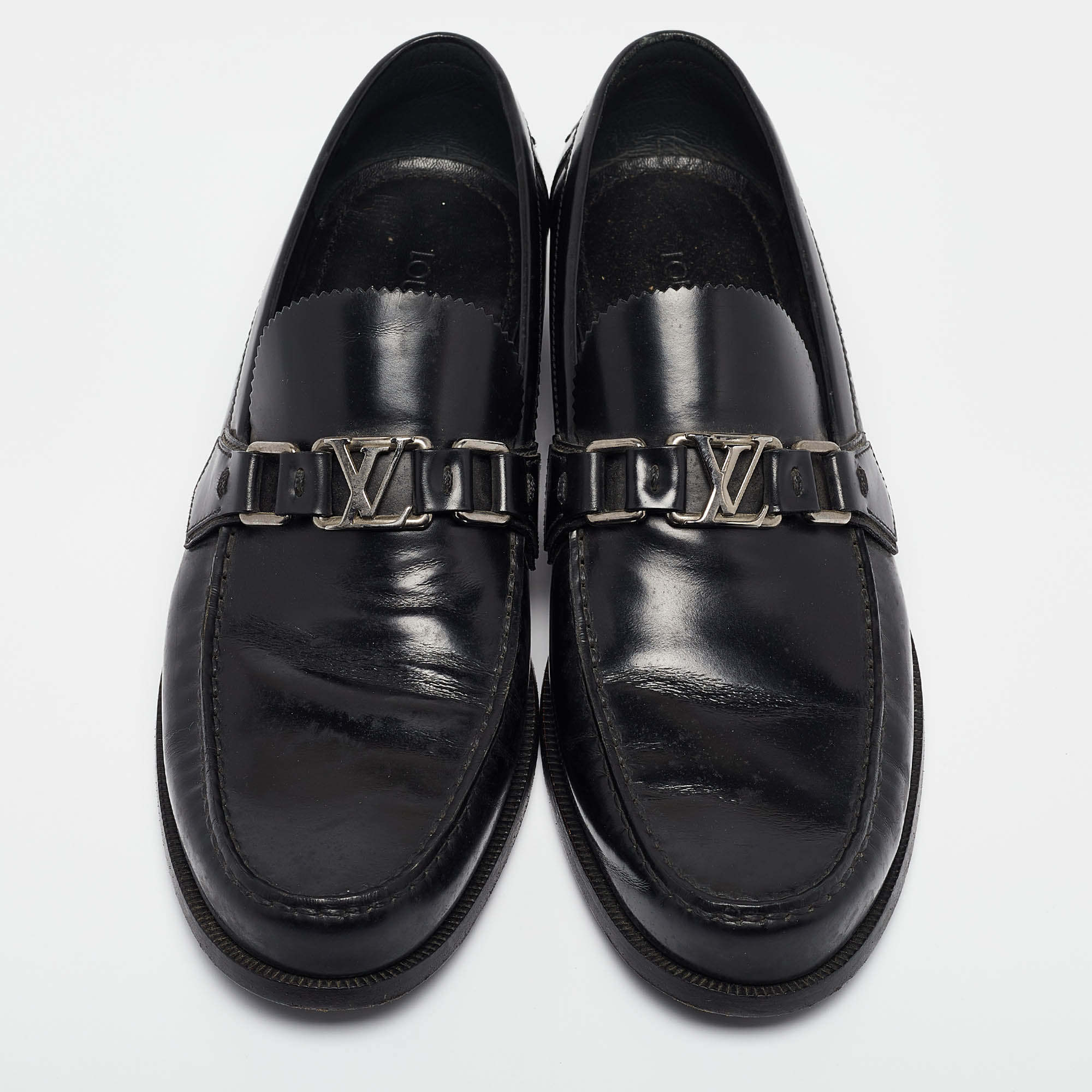 Louis Vuitton Black Leather Hockeneim Loafers Size 42