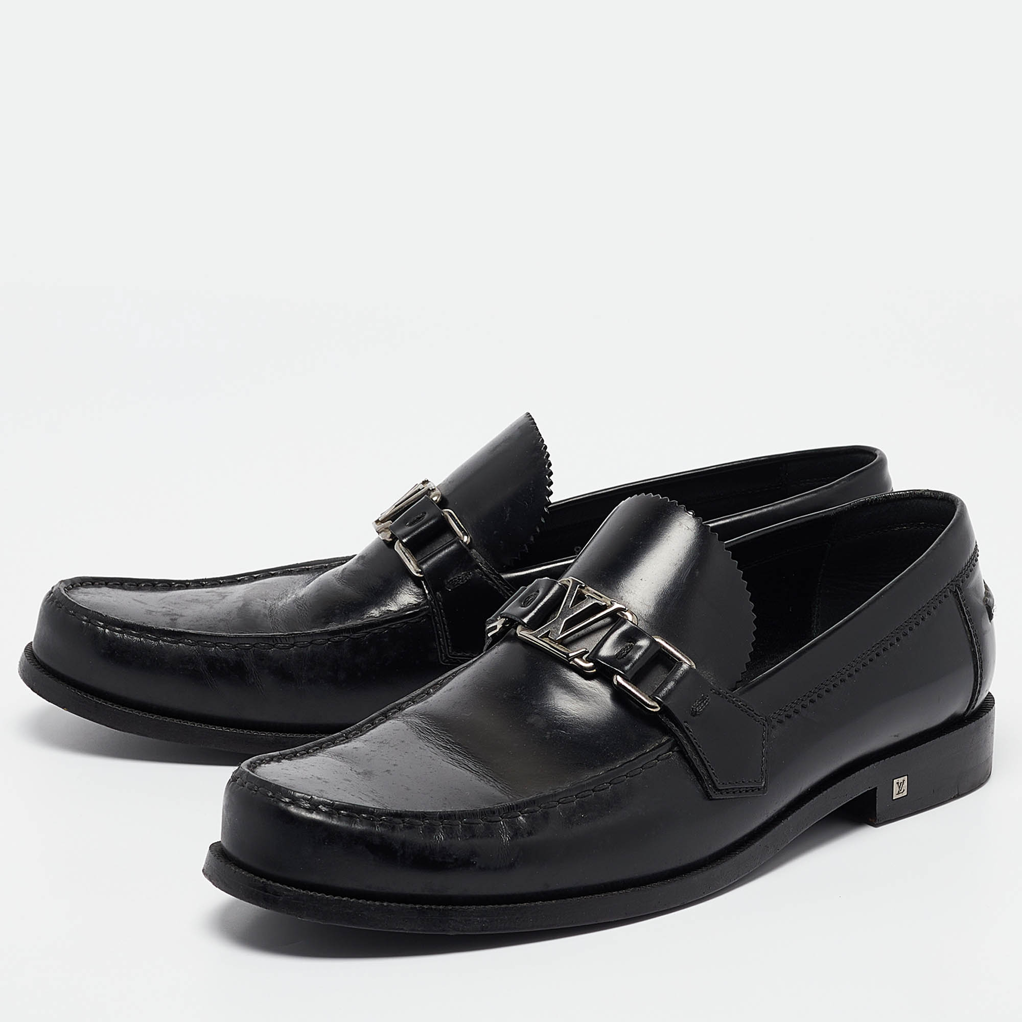 Louis Vuitton Black Leather Hockeneim Loafers Size 42