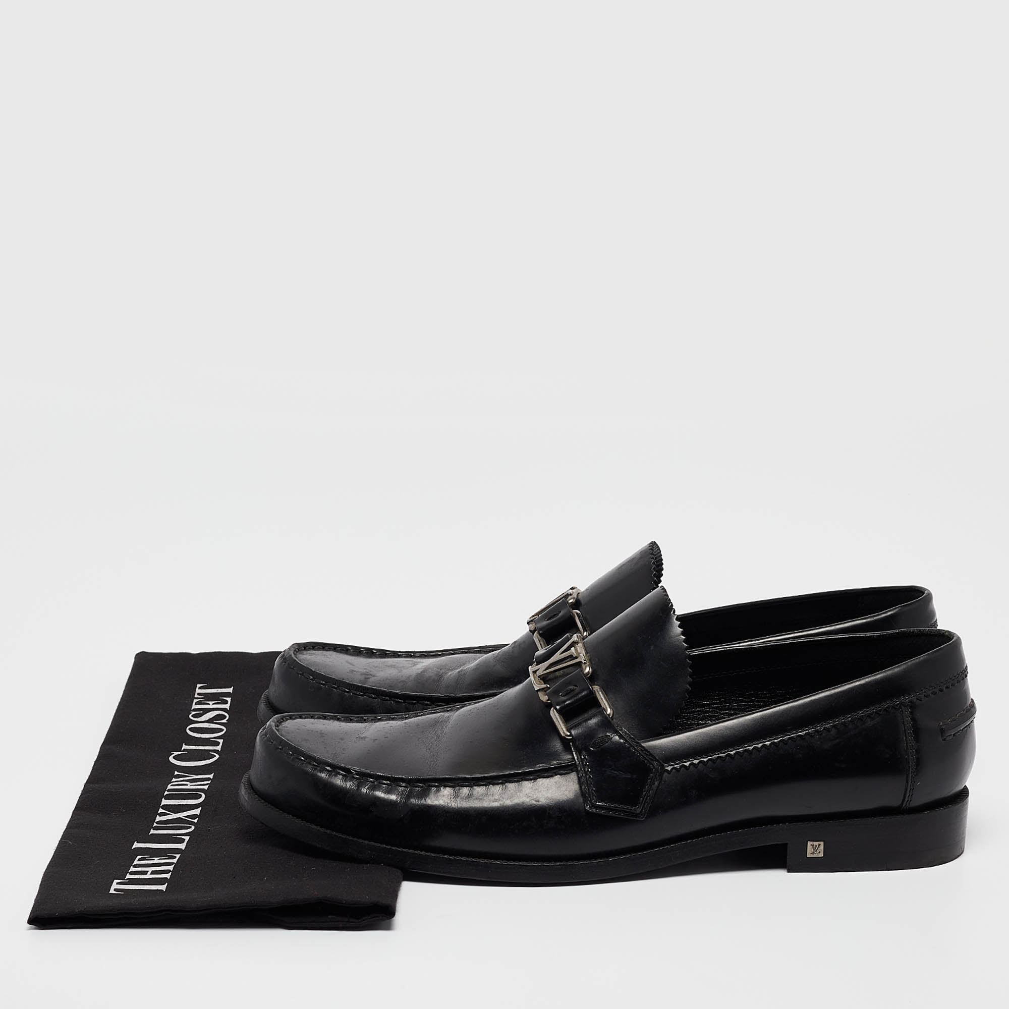 Louis Vuitton Black Leather Hockeneim Loafers Size 42