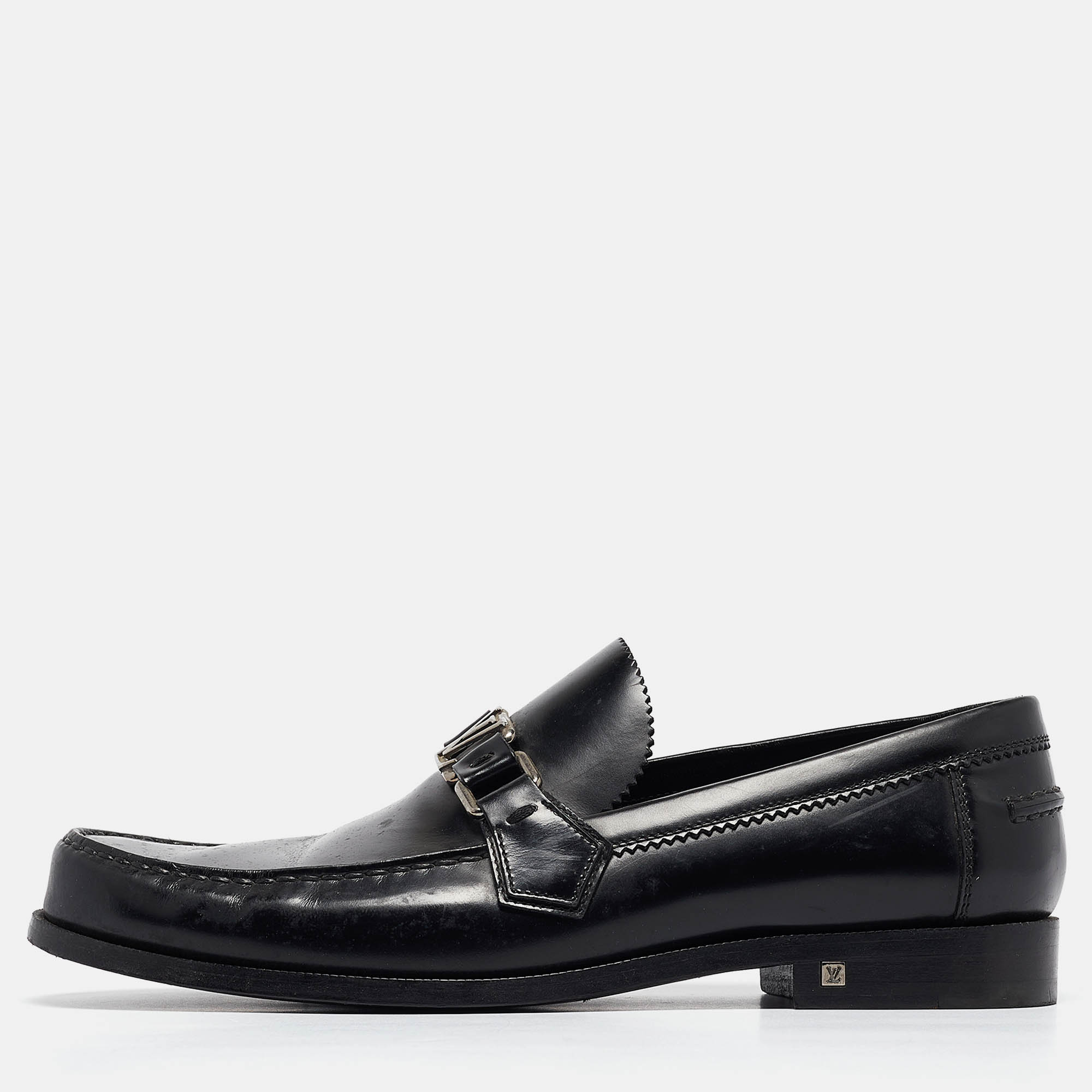 Louis Vuitton Black Leather Hockeneim Loafers Size 42