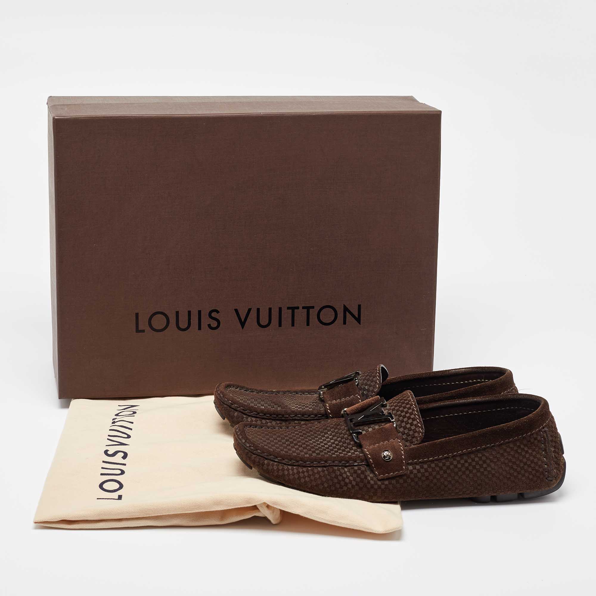 Louis Vuitton Brown Suede Monte Carlo Slip On Loafers Size 40