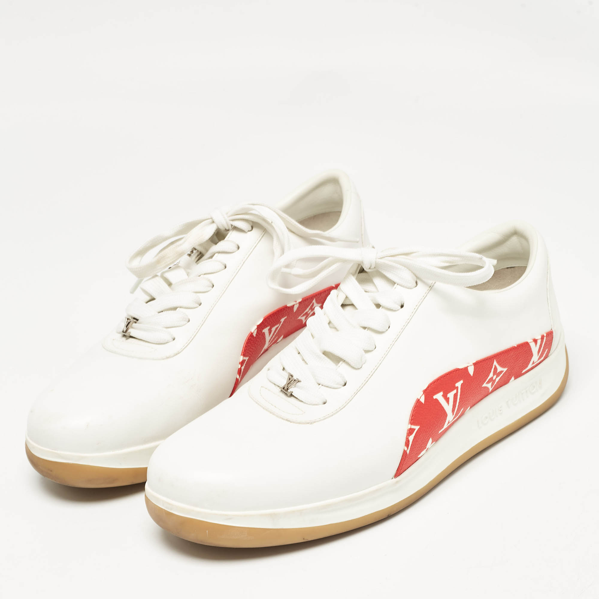 Louis Vuitton White/Monogram Canvas And Leather Low Top Sneakers Size 43