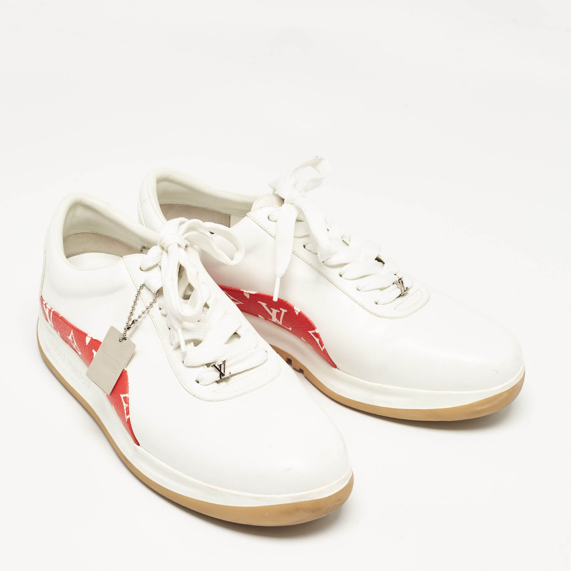 Louis Vuitton White/Monogram Canvas And Leather Low Top Sneakers Size 43