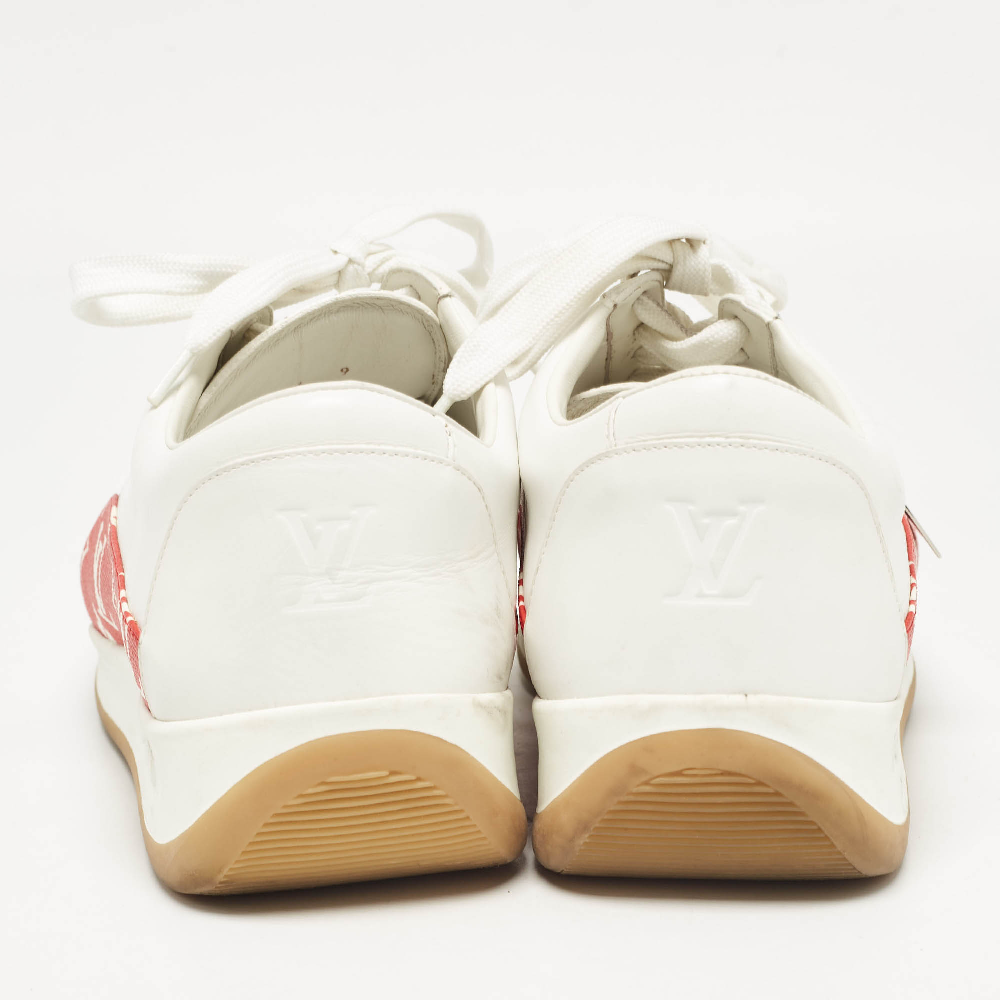 Louis Vuitton White/Monogram Canvas And Leather Low Top Sneakers Size 43