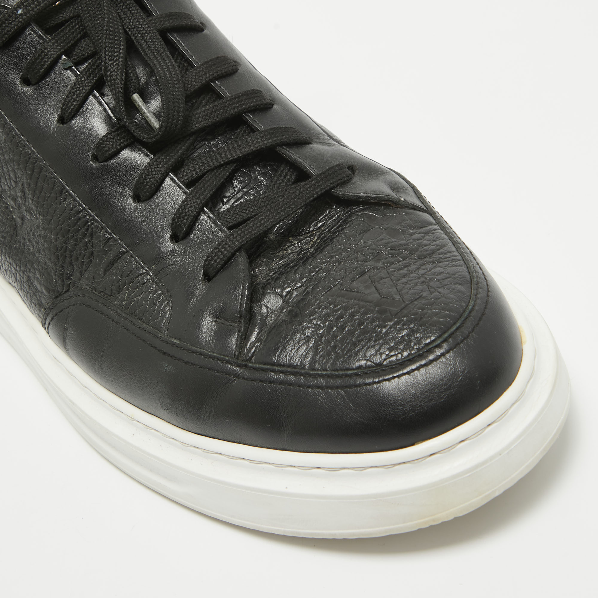 Louis Vuitton Black Leather Beverly Lace Up Sneakers Size 44