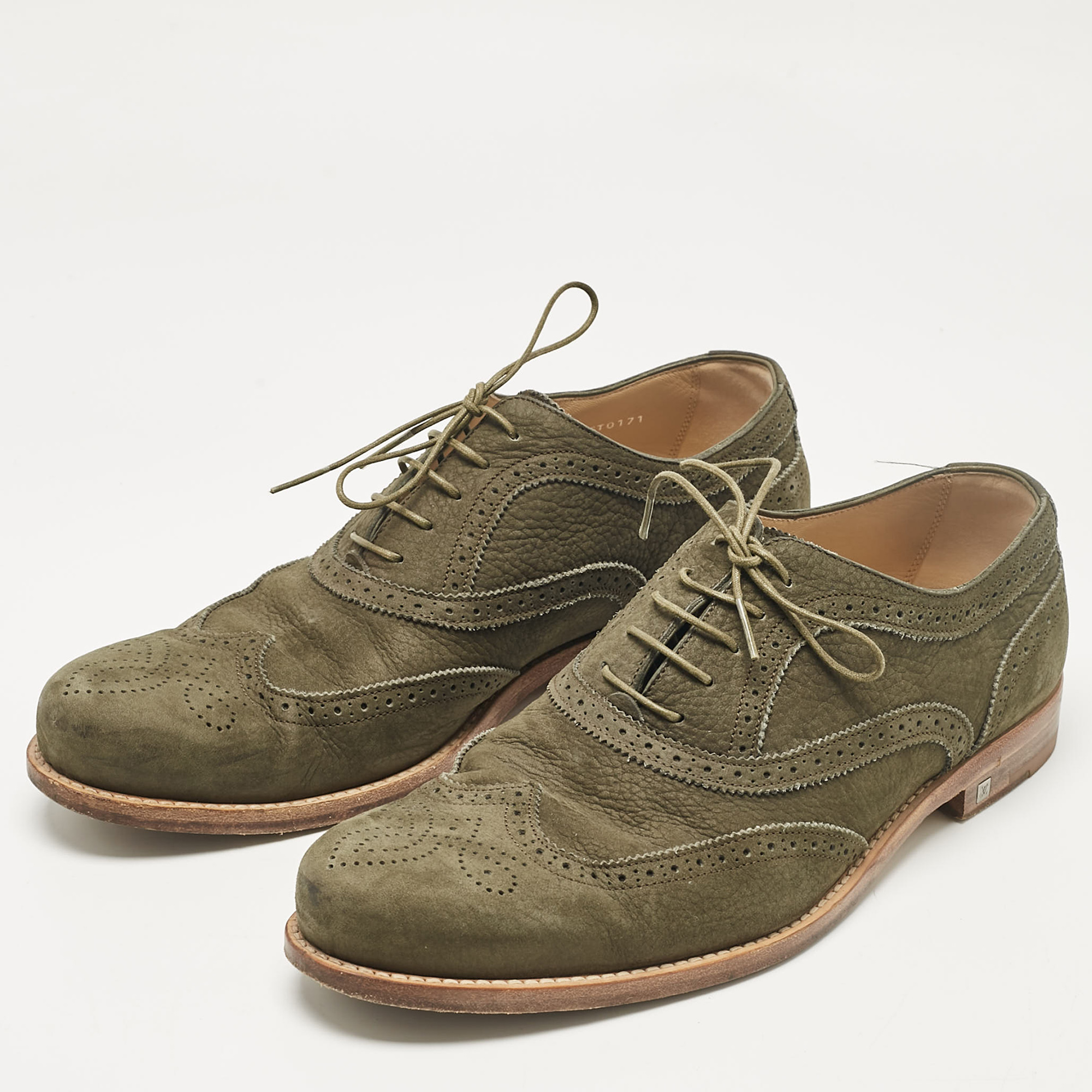 Louis Vuitton Green Nubuck Leather Lace Up Oxford Size 42