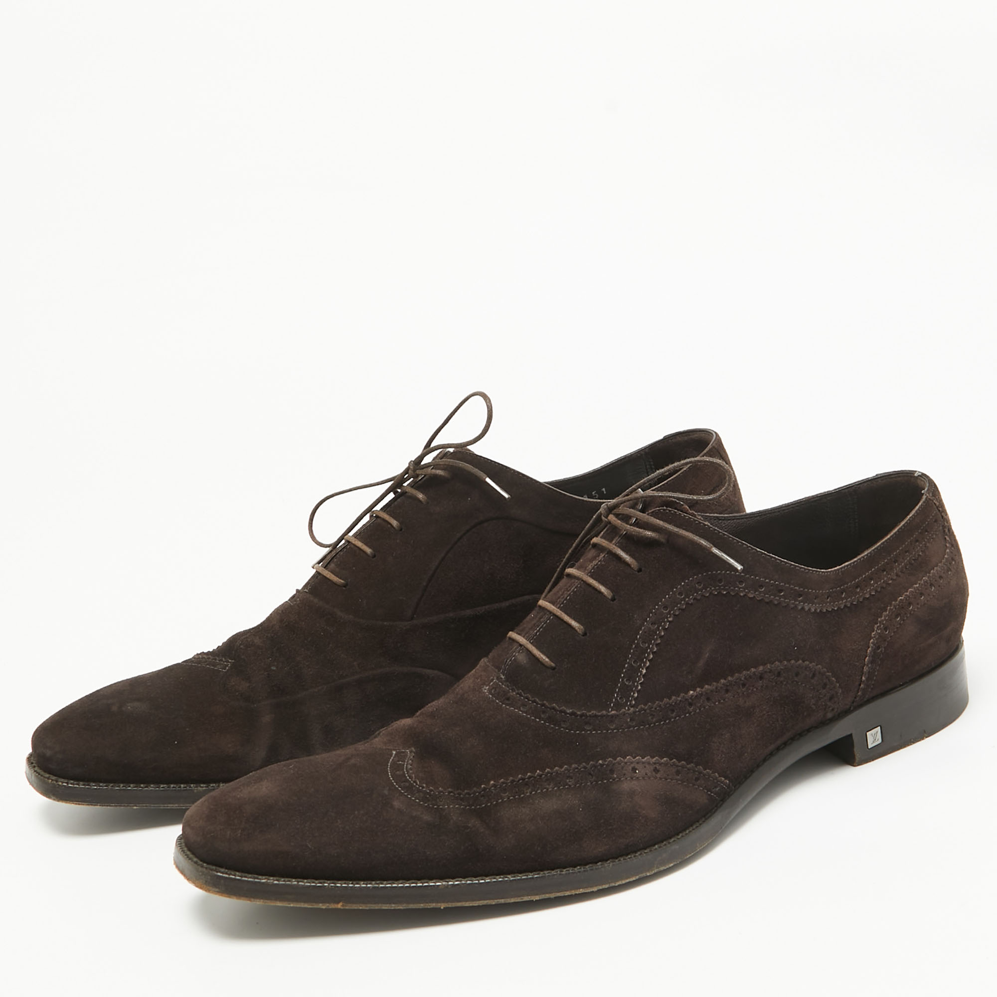 Louis Vuitton Brown Suede Lace Up Oxfords Size 42.5