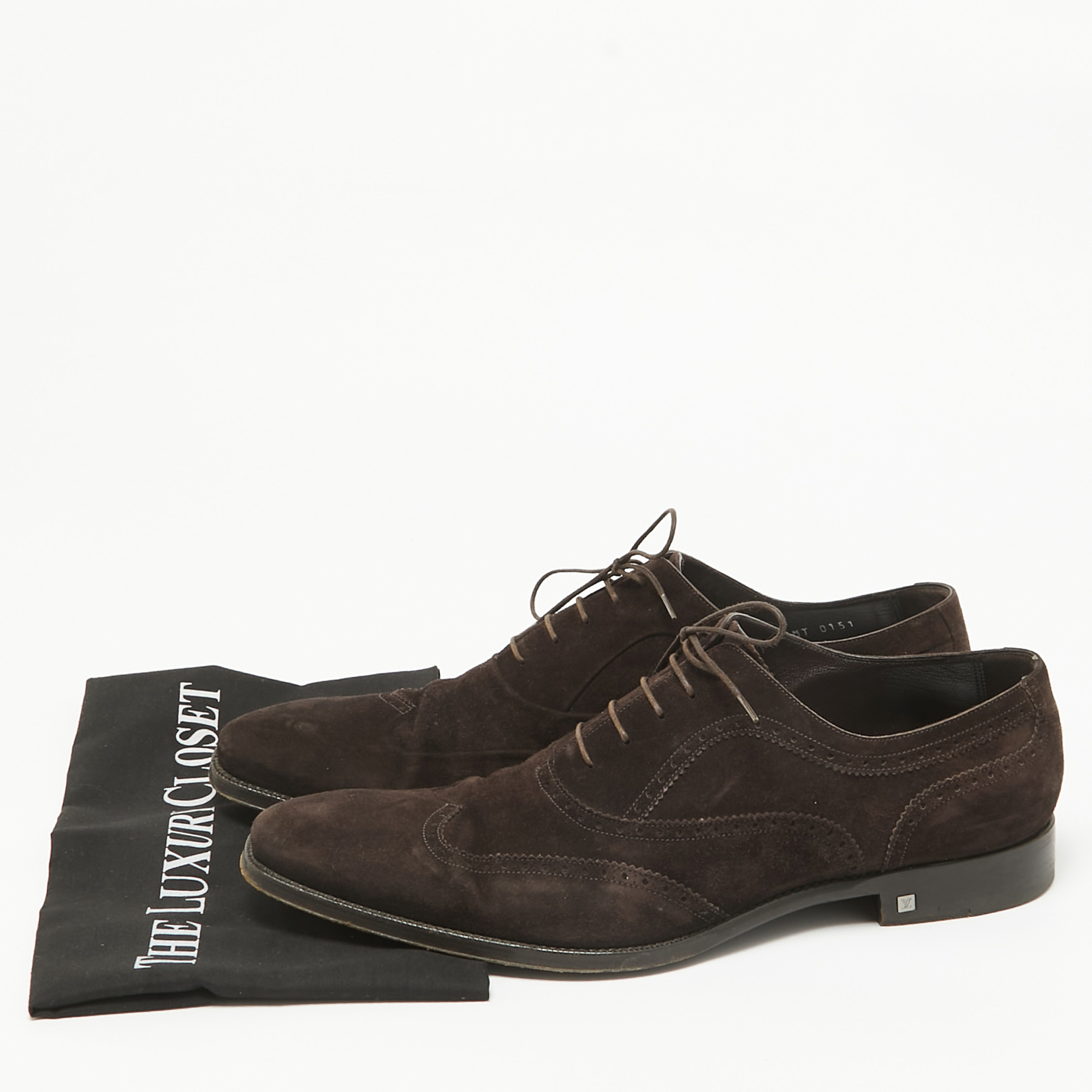 Louis Vuitton Brown Suede Lace Up Oxfords Size 42.5