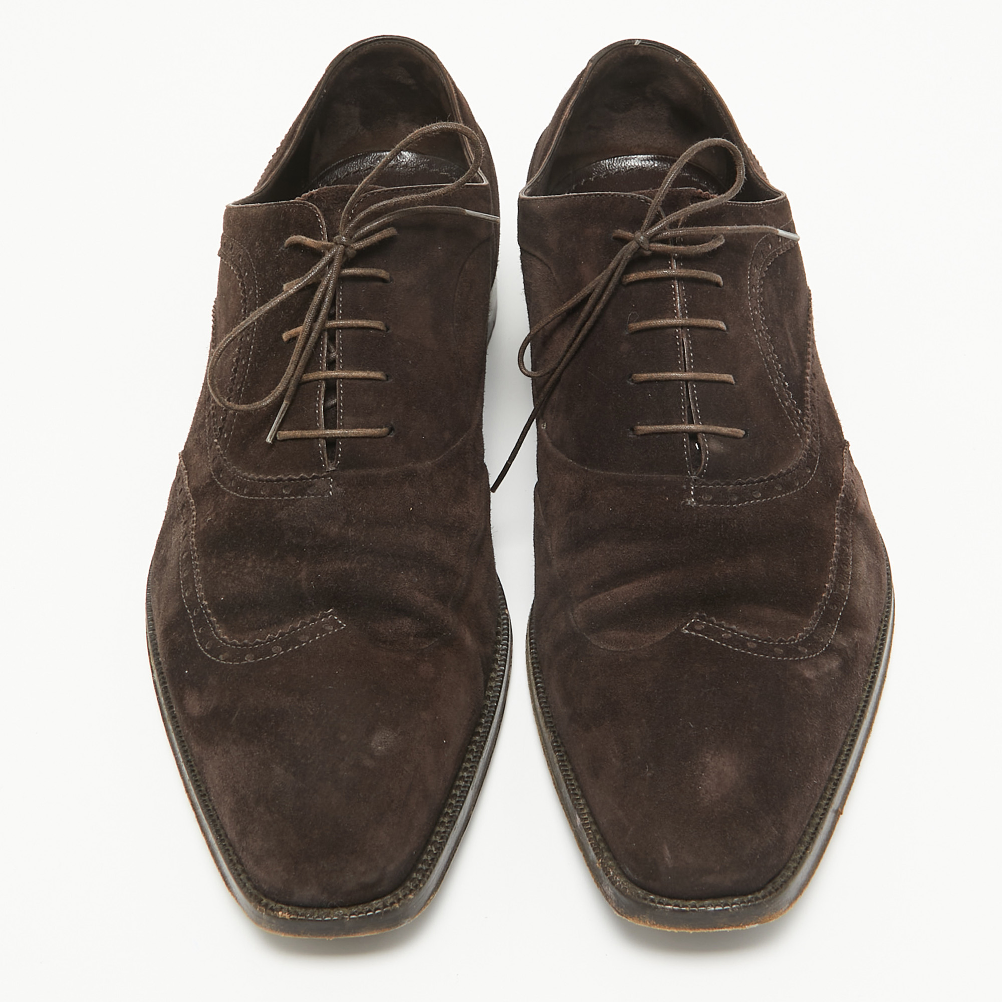 Louis Vuitton Brown Suede Lace Up Oxfords Size 42.5