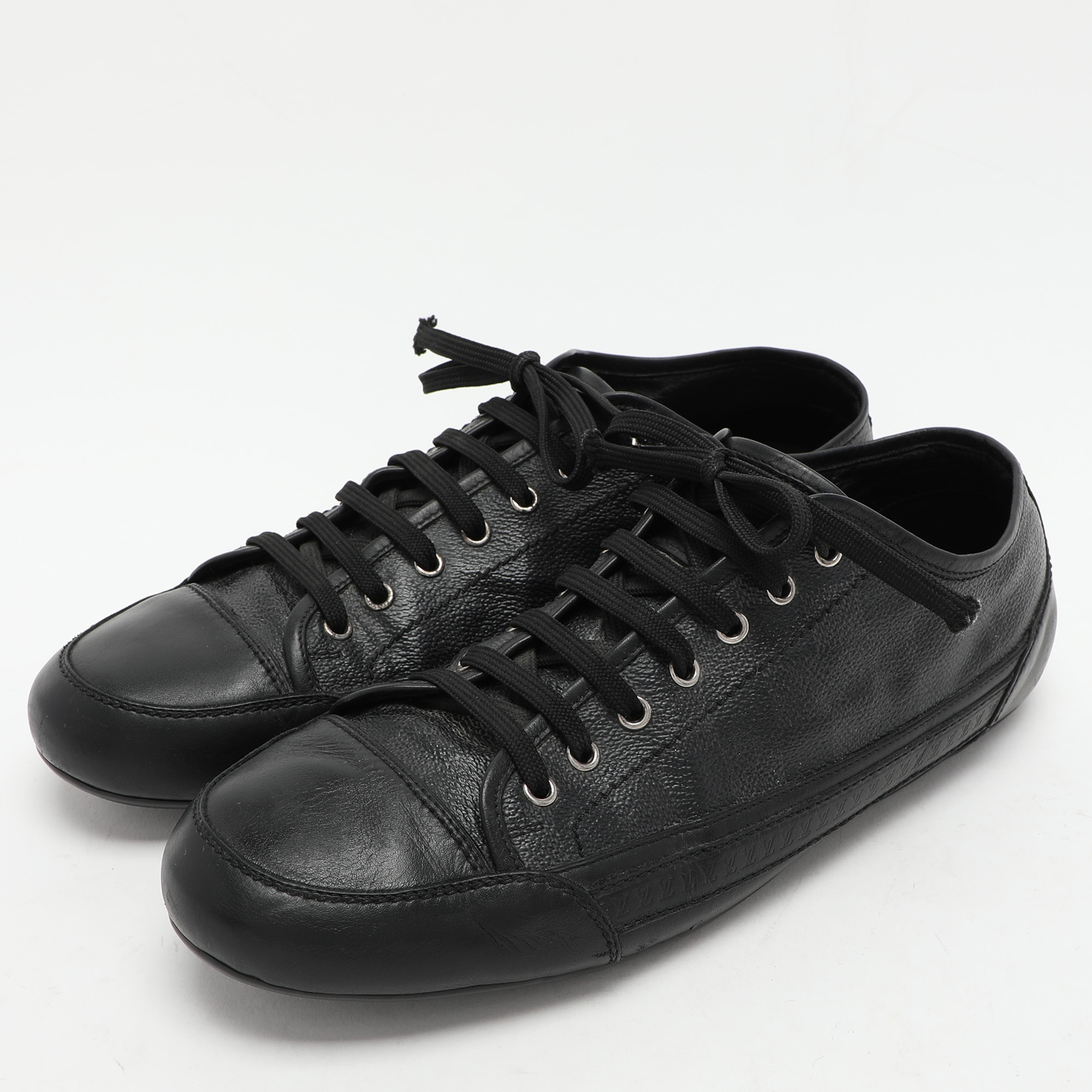 Louis Vuitton Black Damier Graphite Canvas And Leather Low Top Sneakers Size 43