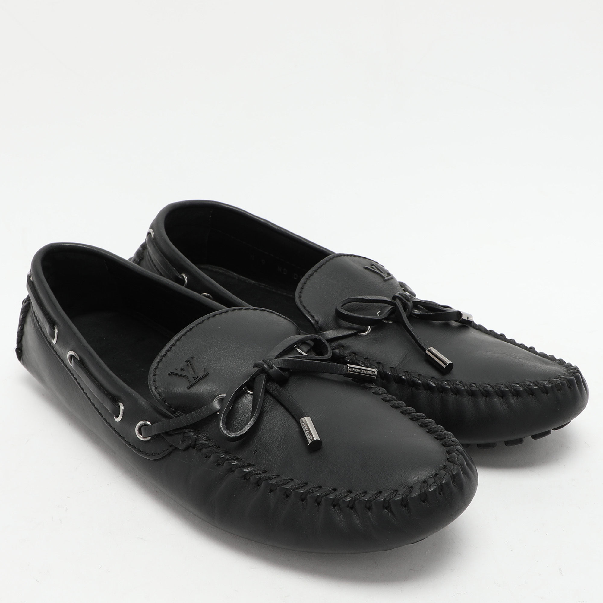 Louis Vuitton Black Leather Bow Loafers Size 43