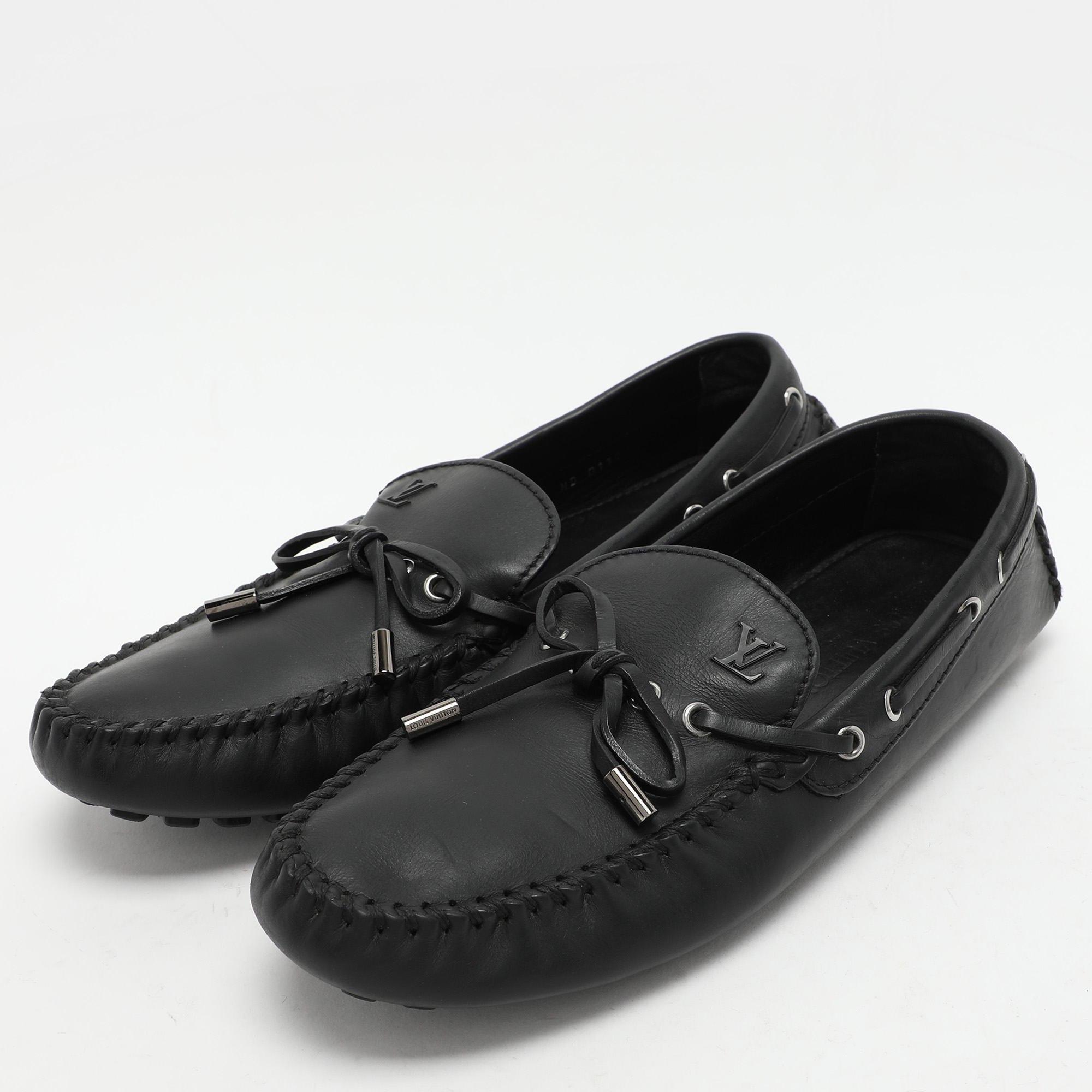 Louis Vuitton Black Leather Bow Loafers Size 43