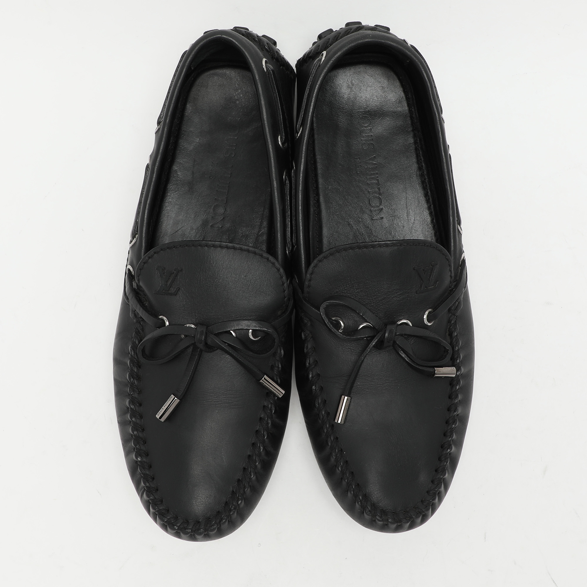 Louis Vuitton Black Leather Bow Loafers Size 43