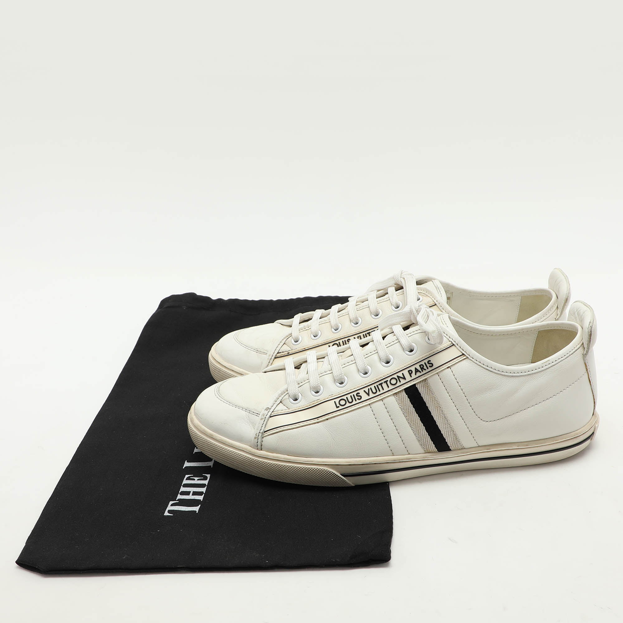 Louis Vuitton White Leather Low Top Sneakers Size 42