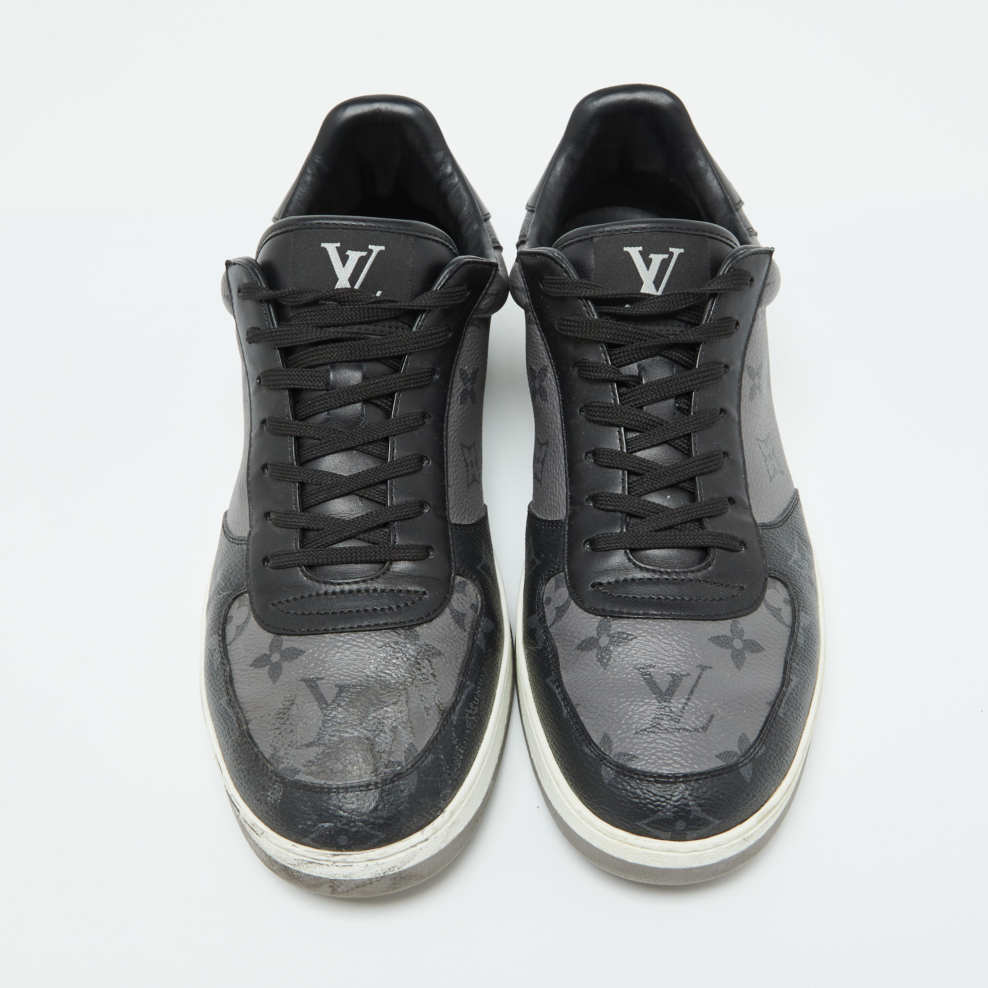 Louis Vuitton Monogram Eclipse And Monogram Reverse Canvas Rivoli Sneakers Size 43