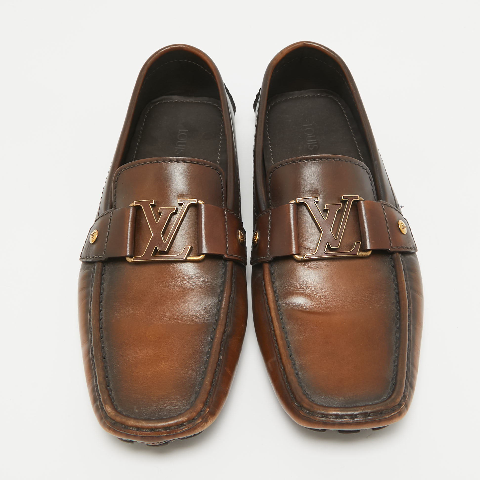 Louis Vuitton Brown Leather Monte Carlo Loafers Size 42