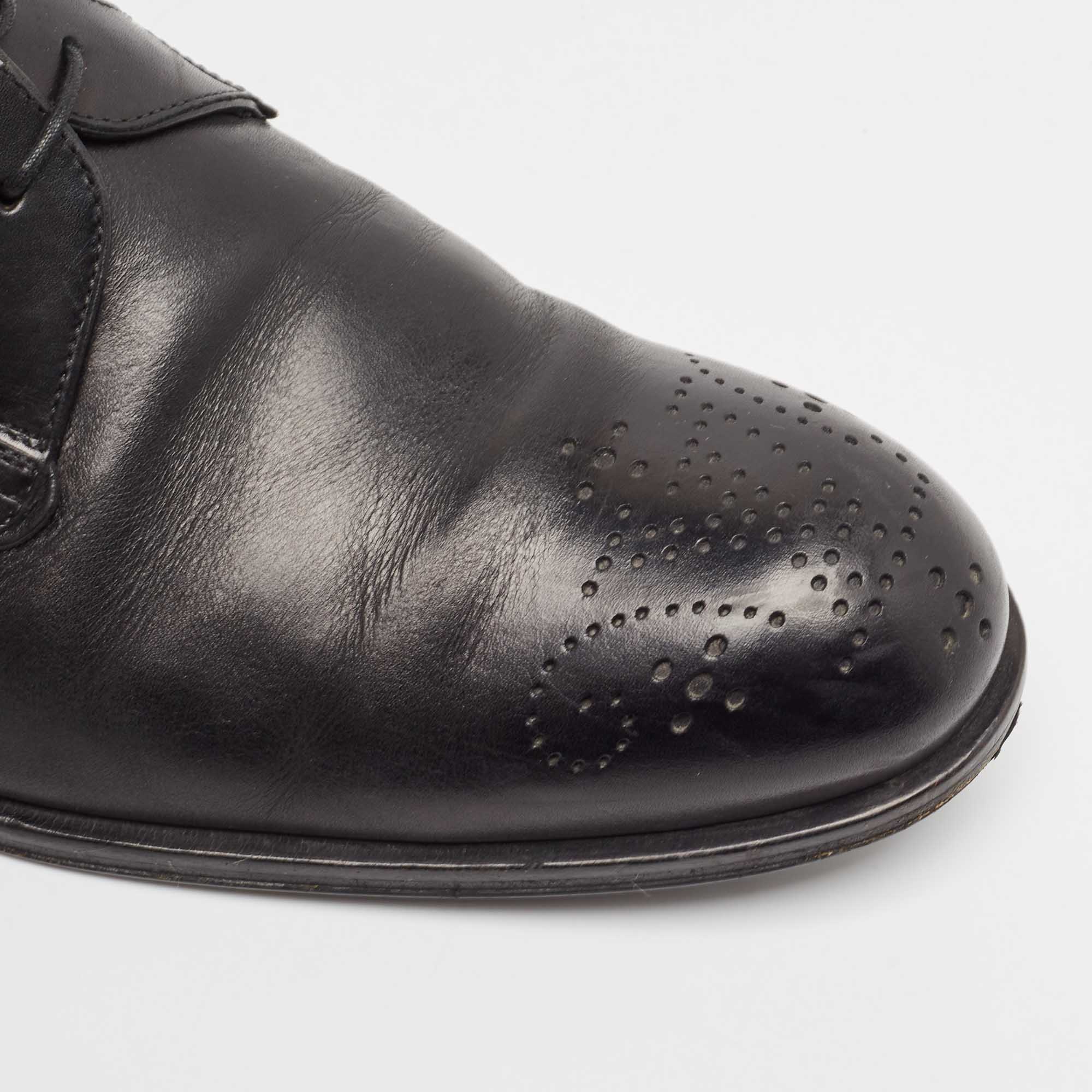 Louis Vuitton Black Brogue Leather Lace Up Oxfords Size 43