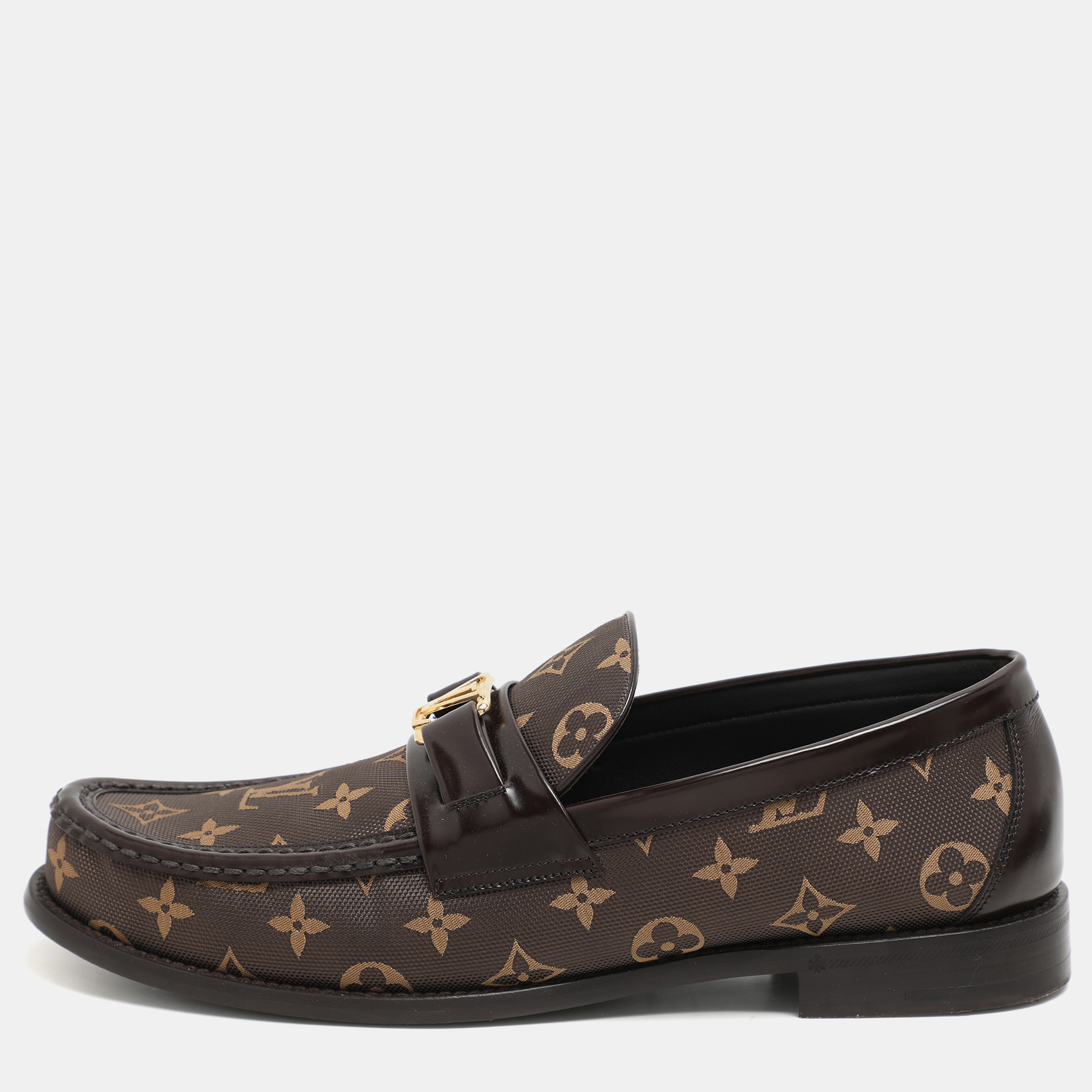 Louis Vuitton Brown Monogram Jacquard and Macassar Leather Major Loafers Size 43.5
Louis Vuitton Brown Monogram Jacquard and Macassar Leather Major Loafers Size 43.5