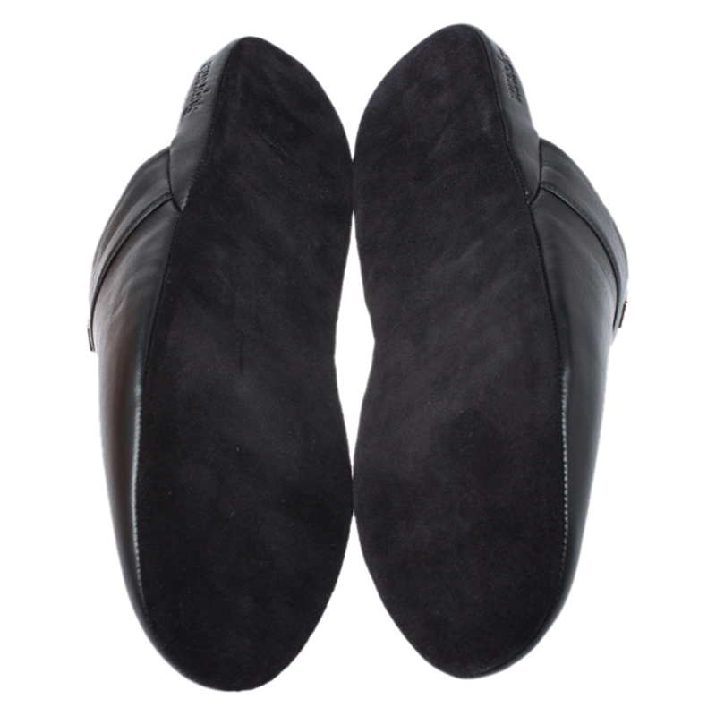 Louis Vuitton X Supreme Black Leather Hugh Flat Slippers Size 39