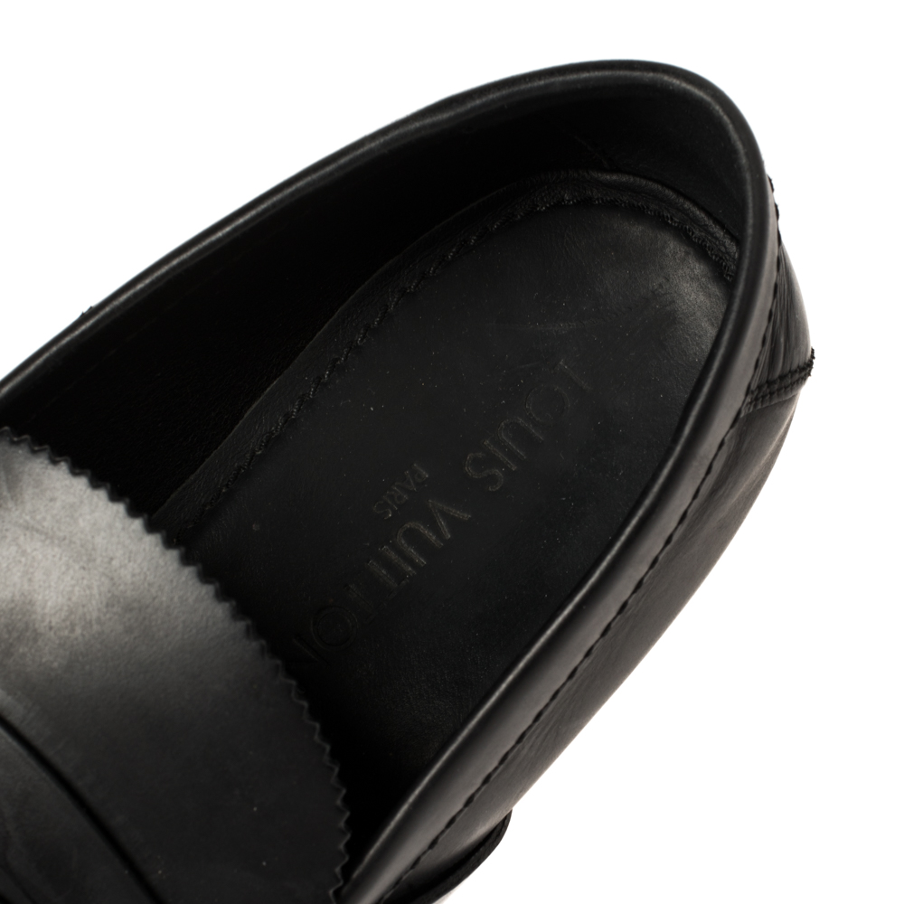 Louis Vuitton Black Leather Slip On Loafers Size 43.5