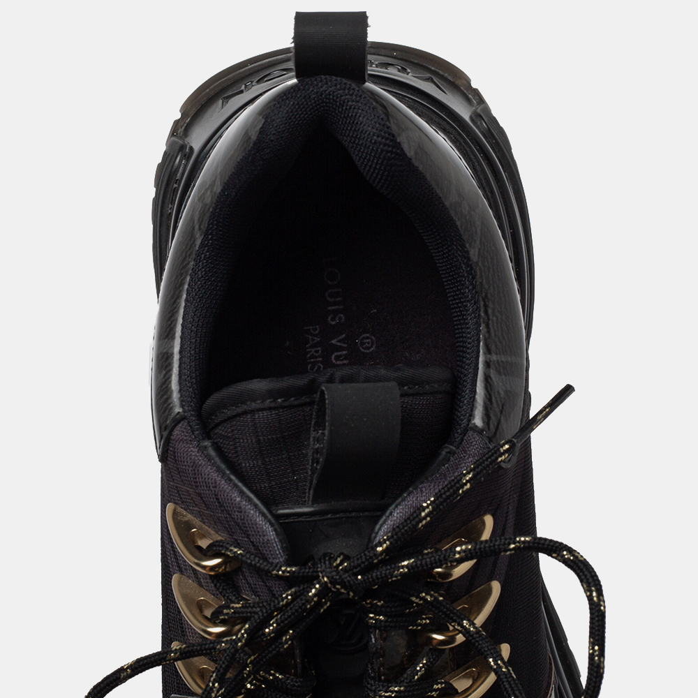 Louis Vuitton Black/Brown Monogram Canvas And Mesh Run Away Pulse Sneakers Size 38.5
